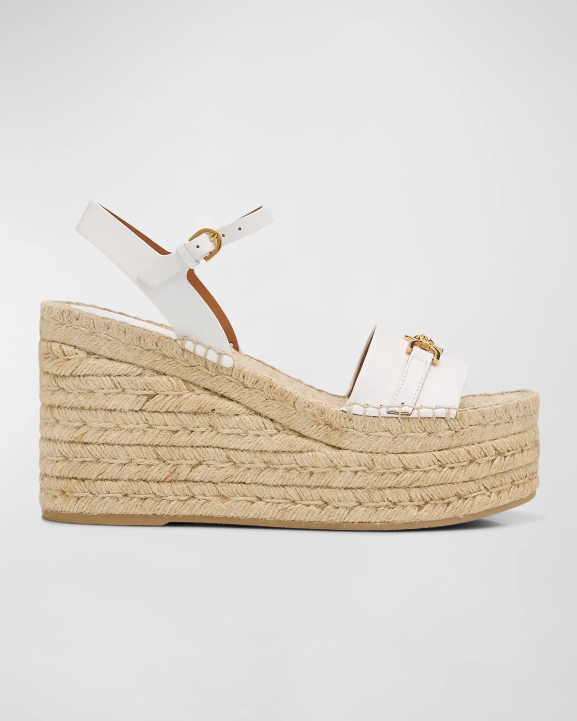 Medusa Leather Wedge Espadrille Sandals