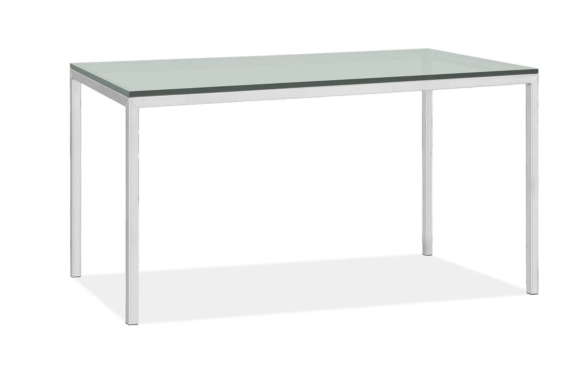 Parsons 40w 30d 29h Table in 1" Stainless Steel with Tempered Satin Etch Glass