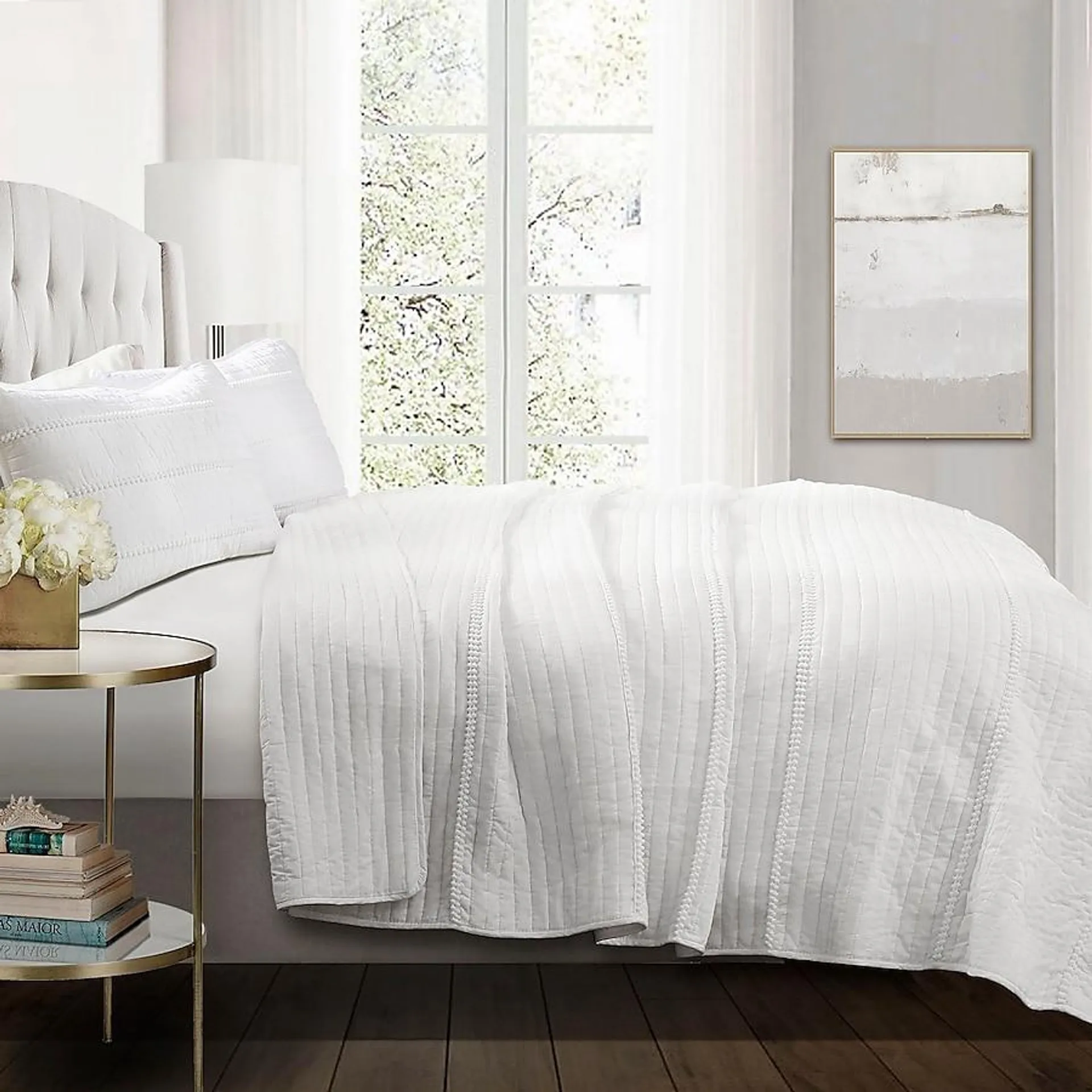 Lush Decor White Solid King Quilt Cotton