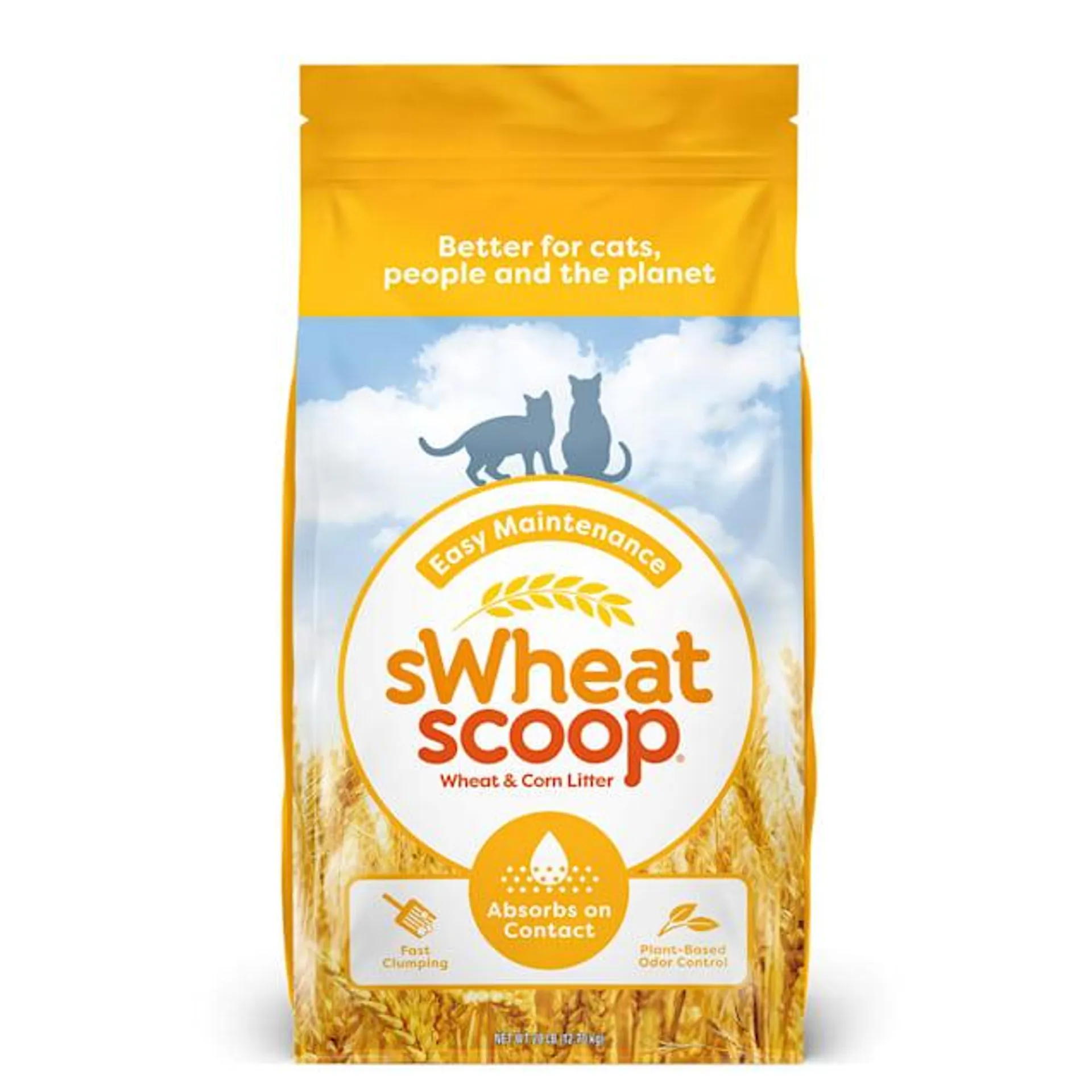 sWheat Scoop Easy Maintenance Natural Clumping Wheat and Corn Cat Litter, 28 lbs.