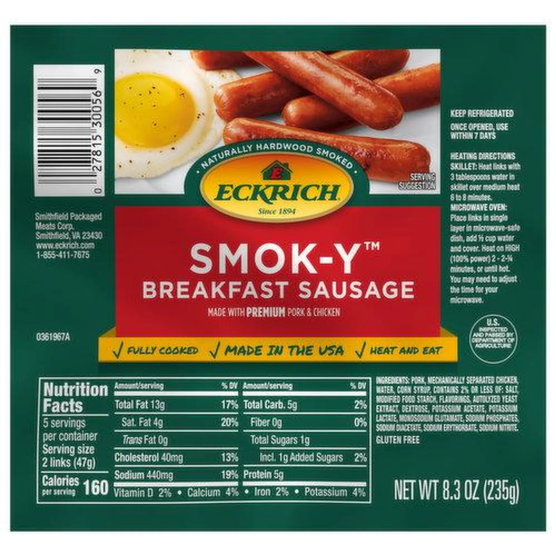 Eckrich Breakfast Sausage - 8.3 Ounce