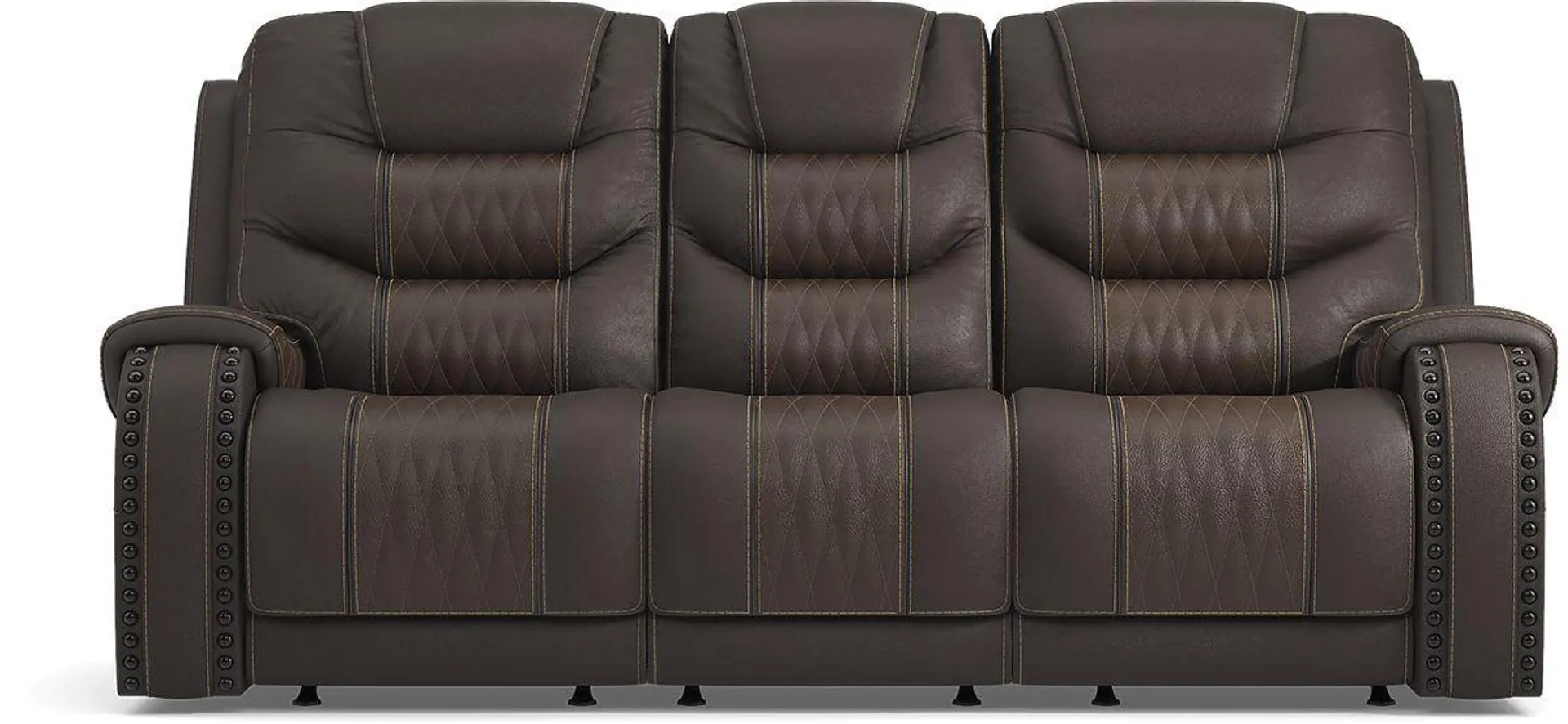 Headliner Brown Leather Non-Power Reclining Sofa