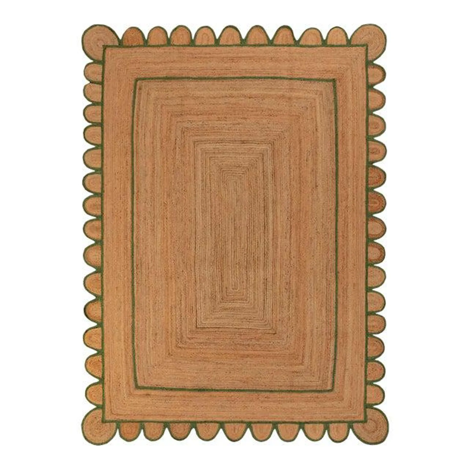 4'x6' Olive Green Scallop Jute Hand Made Rug