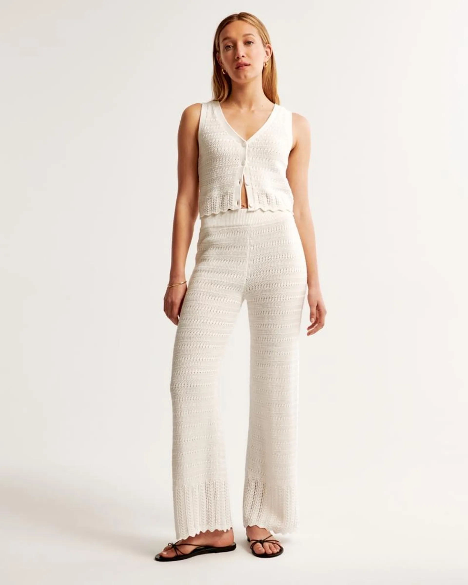 Crochet-Style Wide Leg Pant