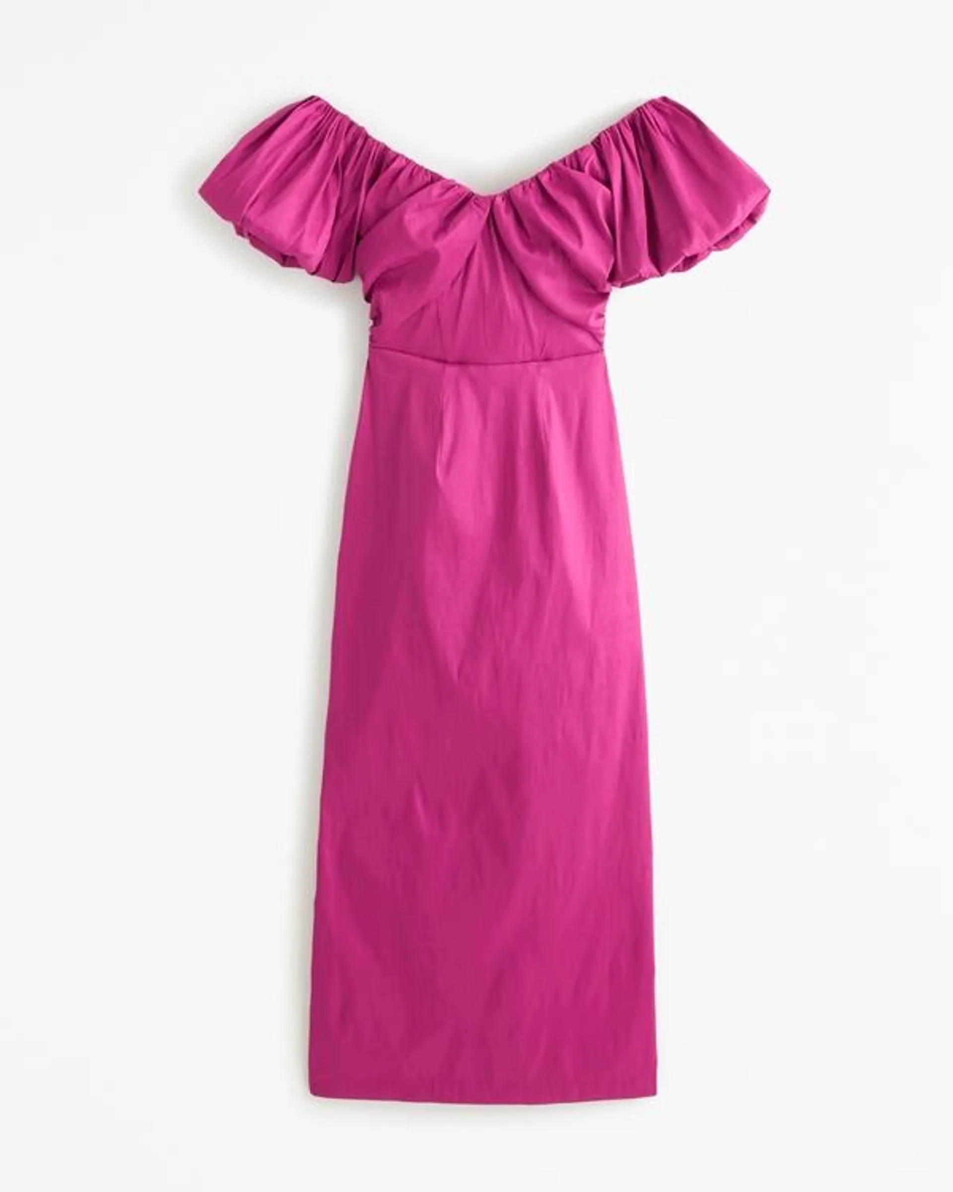 Taffeta Off-The-Shoulder Midi Dress