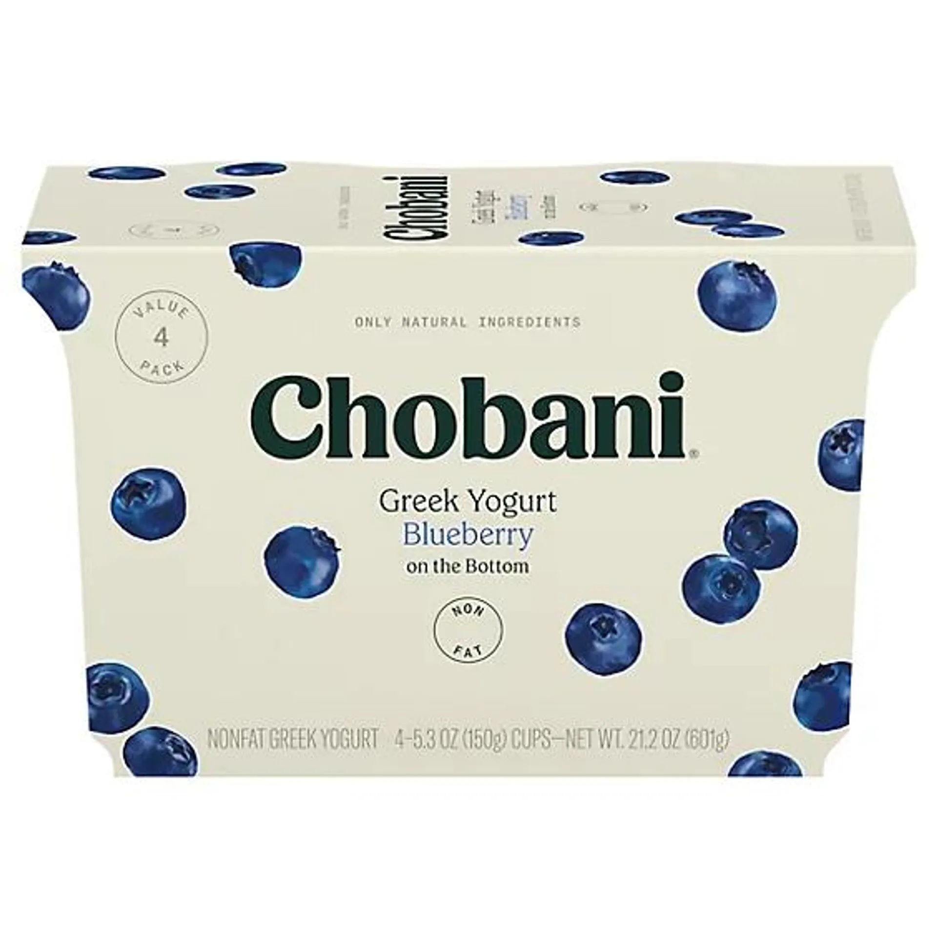 Chobani Non-Fat On The Bottom Blueberry Greek Yogurt - 4-5.3 Oz