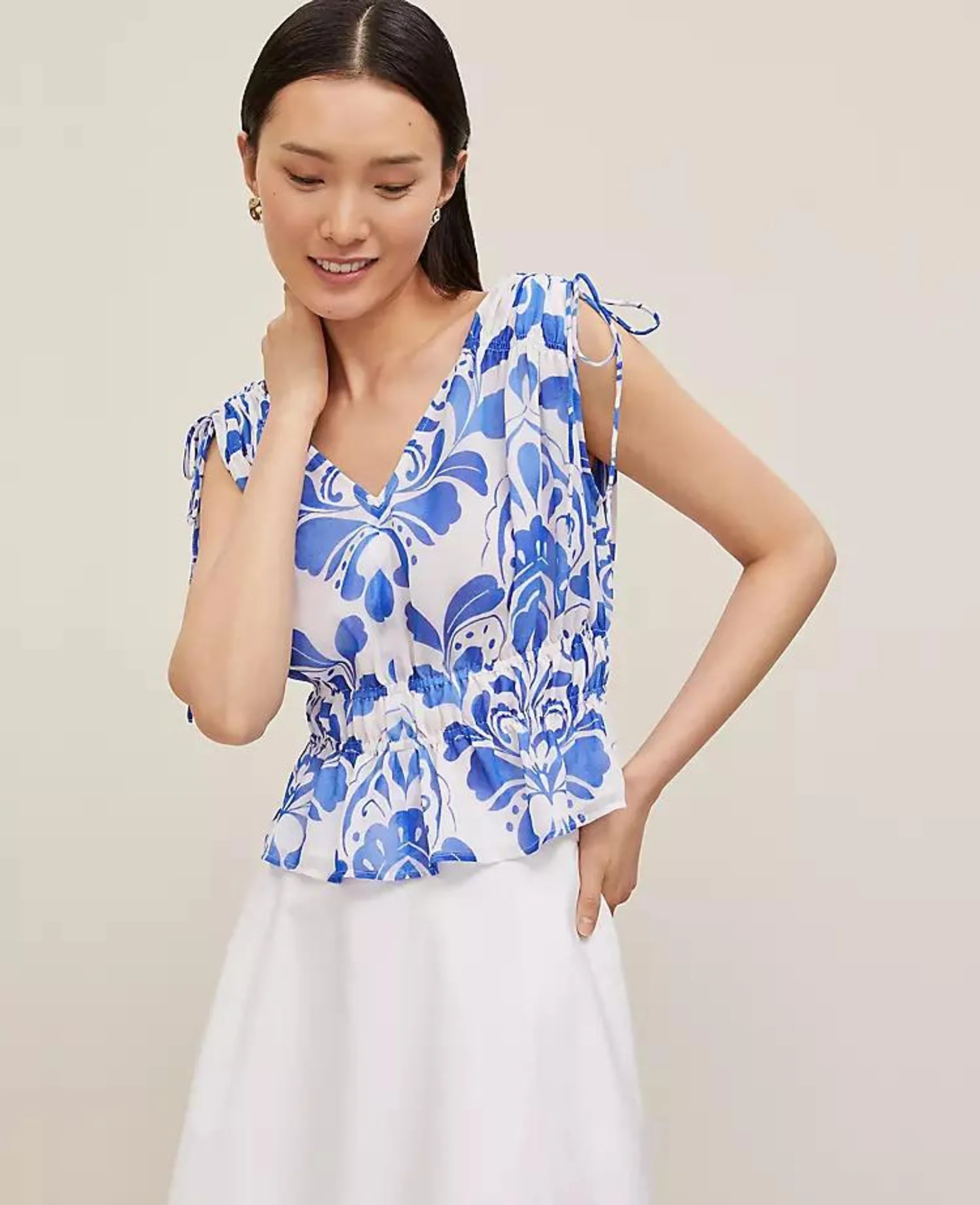 Tiled Gathered Tie Top