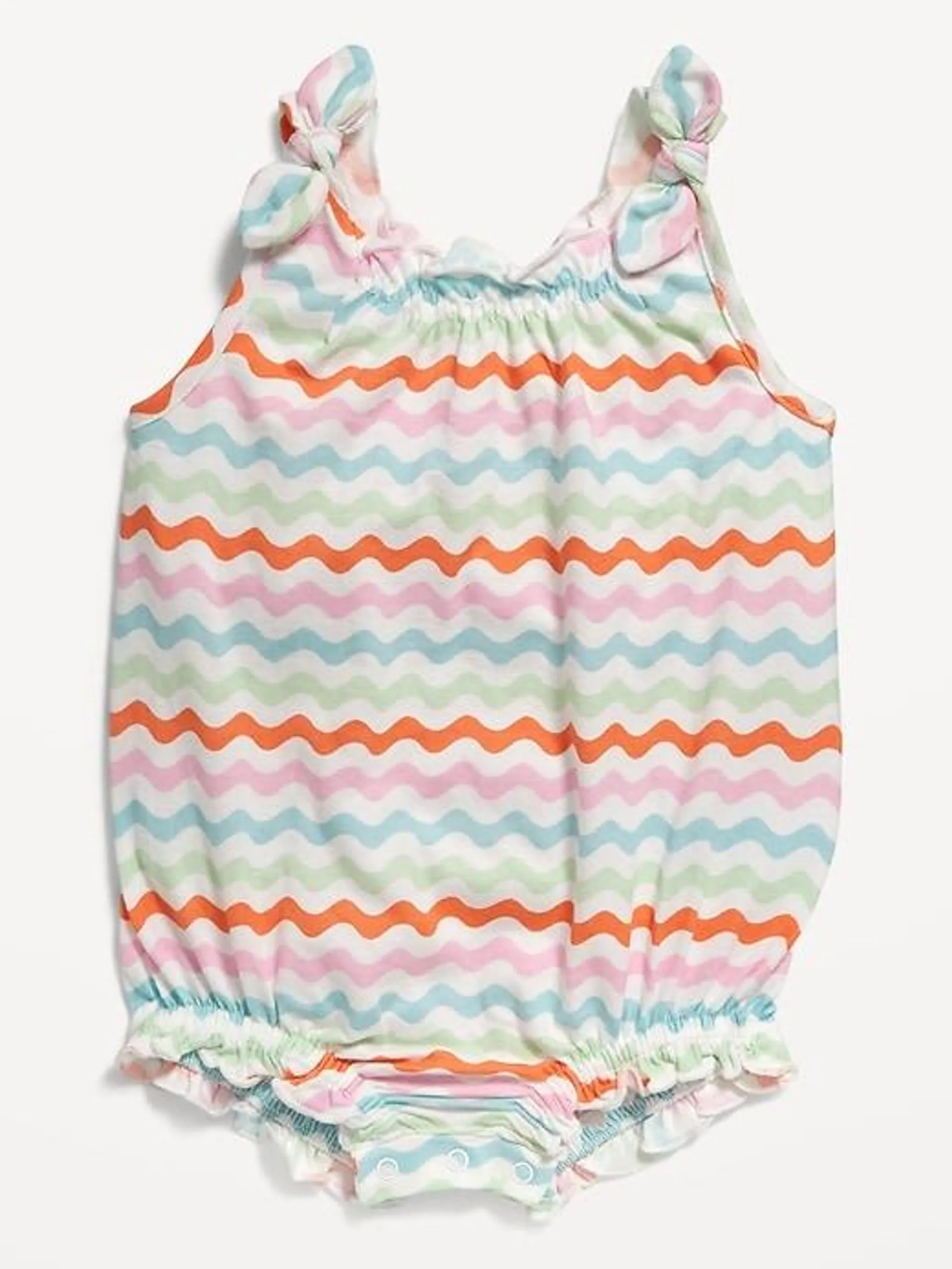 Sleeveless Tie-Shoulder One-Piece Romper for Baby