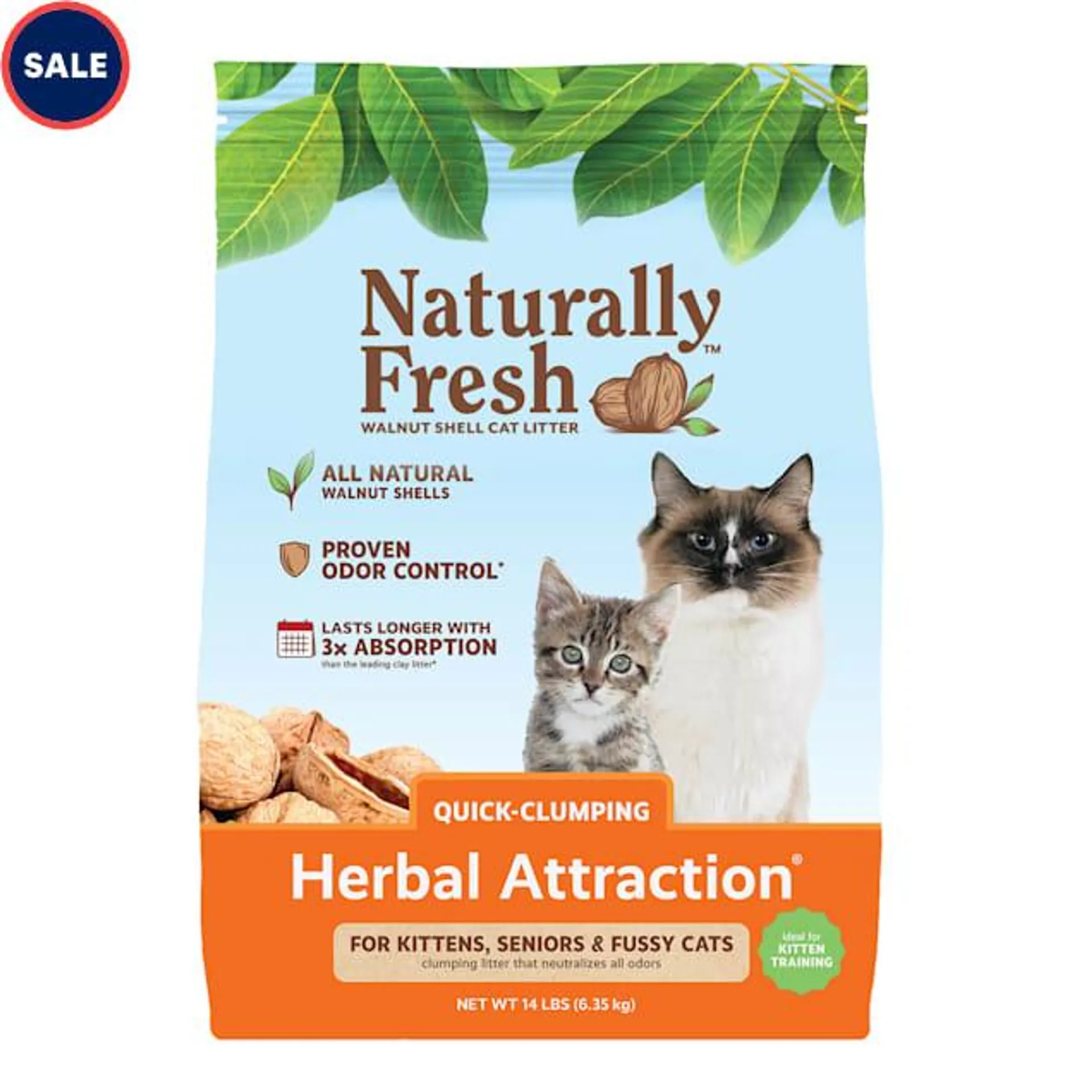 Naturally Fresh Herbal Attraction Quick-Clumping Natural Walnut Cat Litter, 14 lbs.