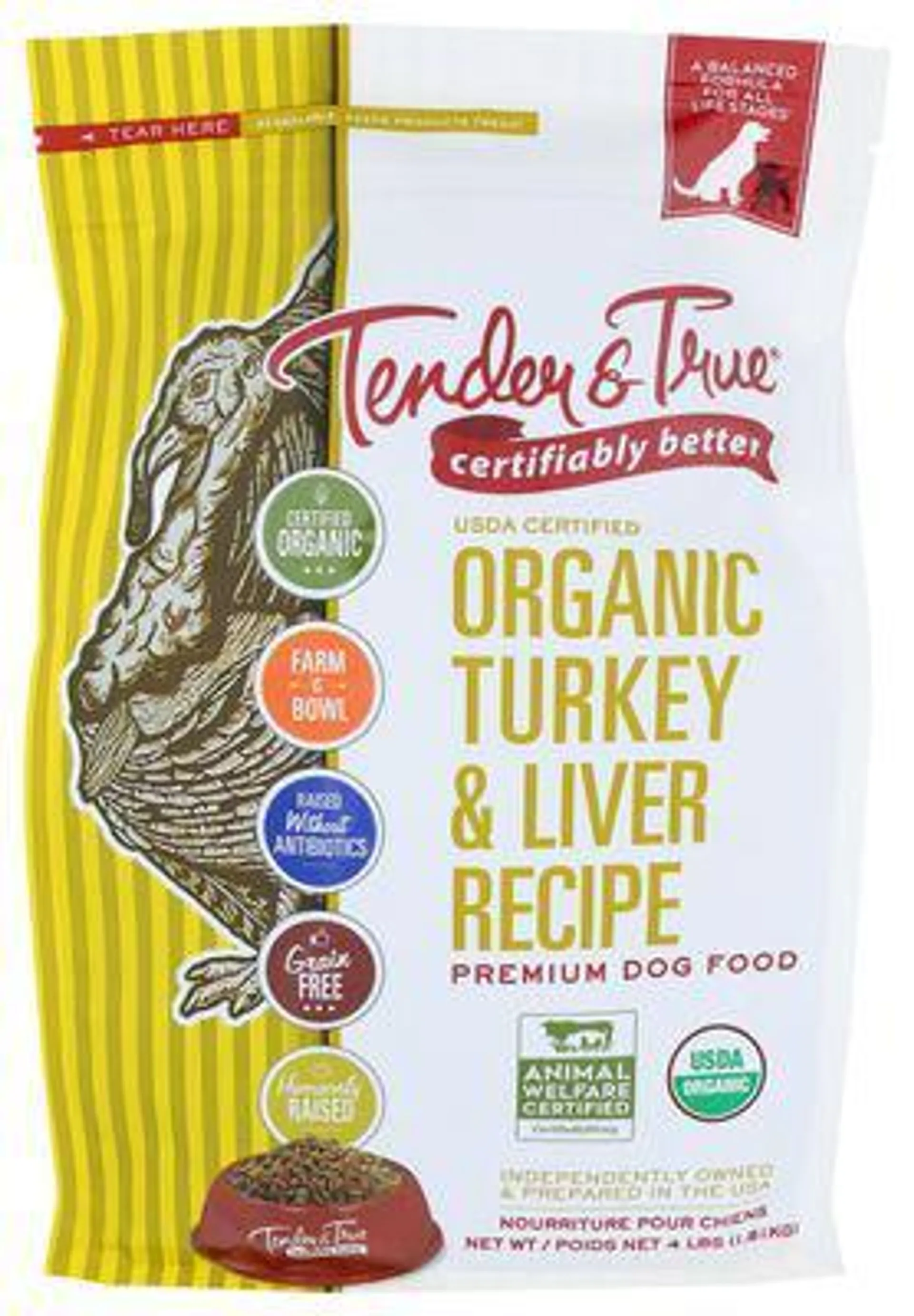 Tender & True Organic Turkey & Liver Recipe Dog Food