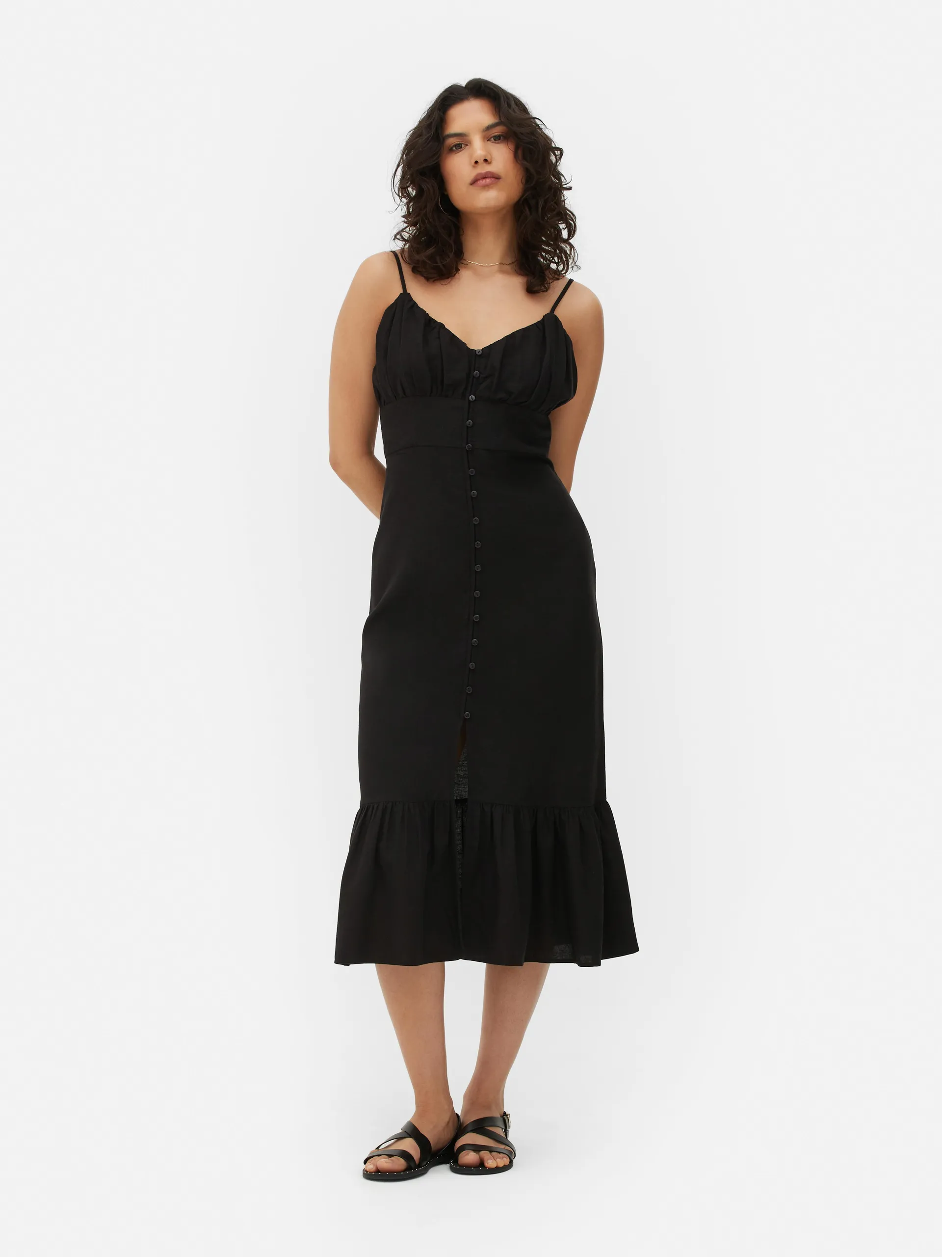 Button-Up Slip Midi Dress