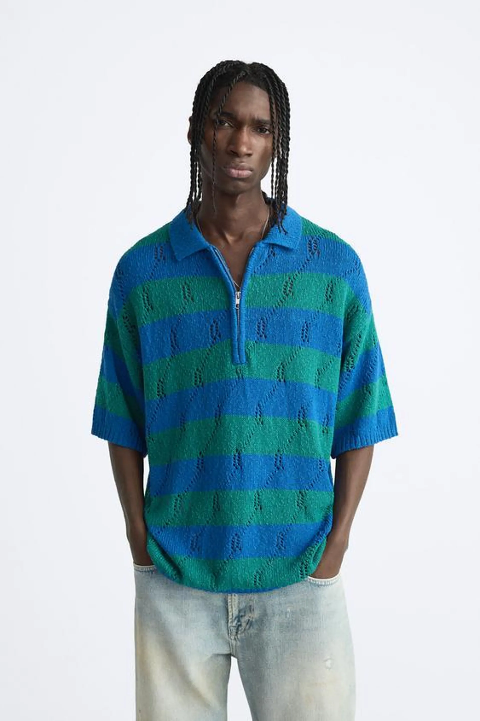 COTTON - LINEN BLEND KNIT POLO