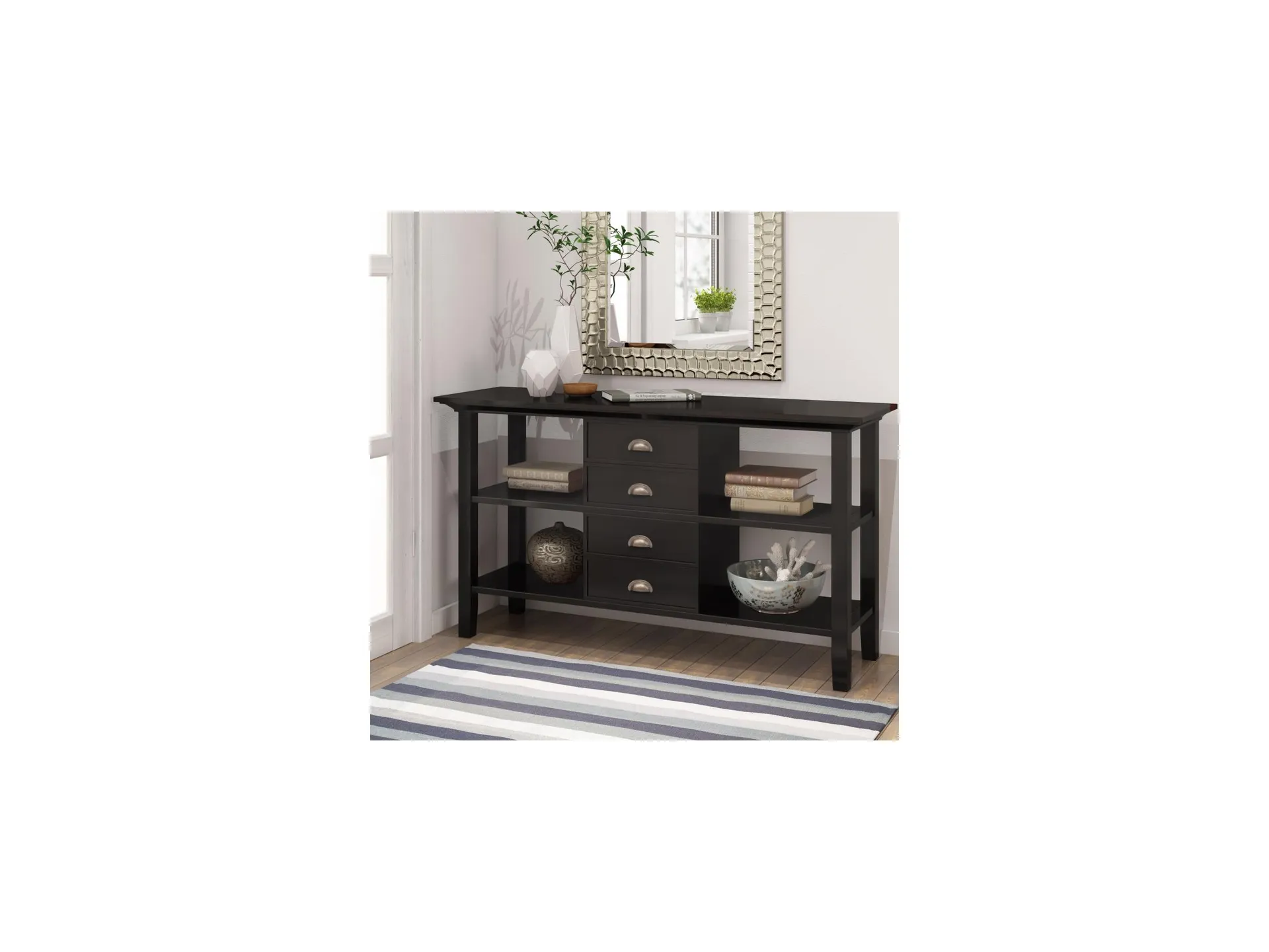 Redmond SOLID WOOD 54 inch Wide Transitional Console Sofa Table in Hickory Brown