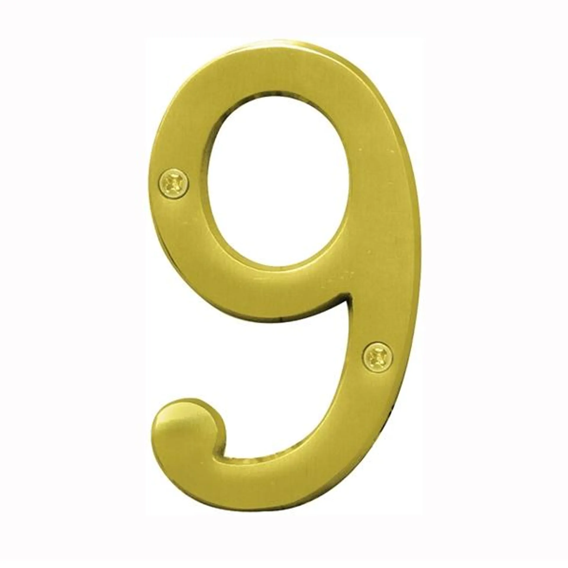 Prestige Series BR-43BB/9 House Number, Character: 9, 4 in H Character, Brass Character, Solid Brass