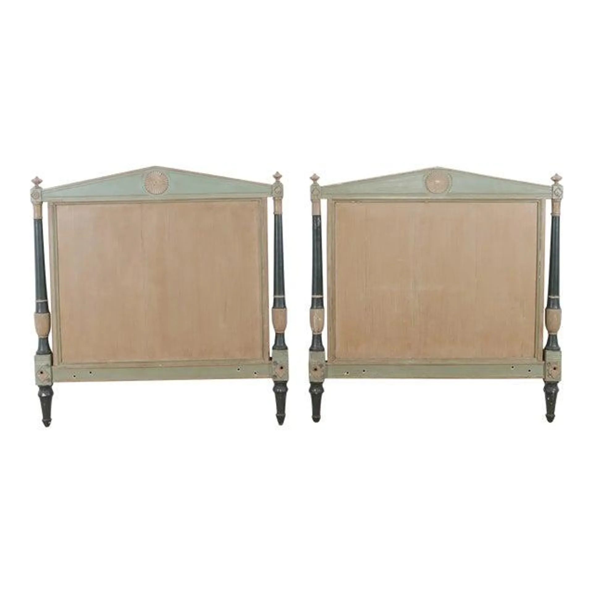 19th C. Directoire Painted Twin Headboards, Pair