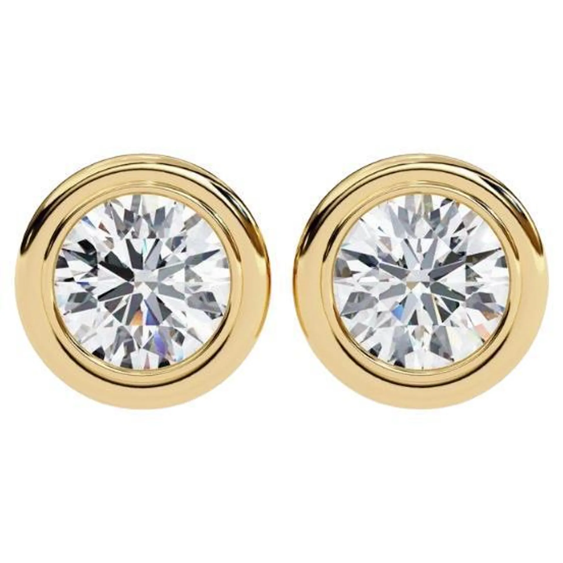Diamond Bezel Stud Earrings 1/2 carat total weight 14k solid gold