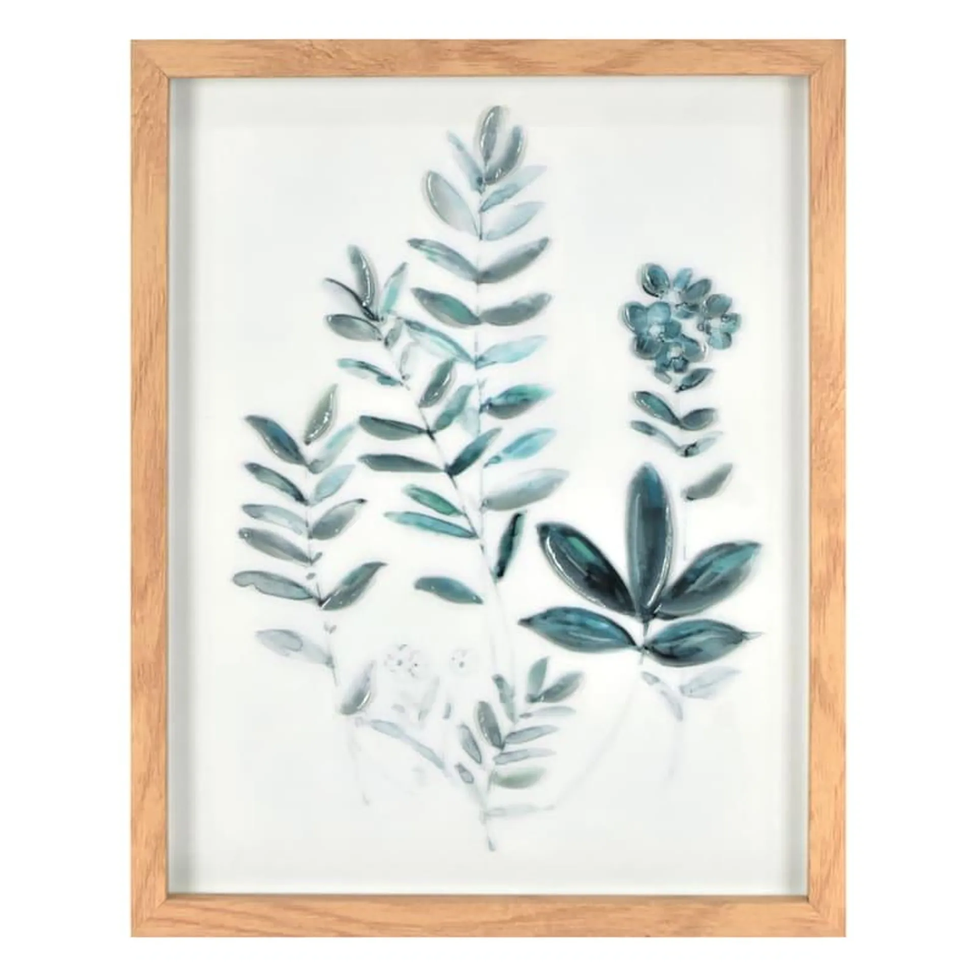 Glass Framed Leaves Print Wall Art, 11x14