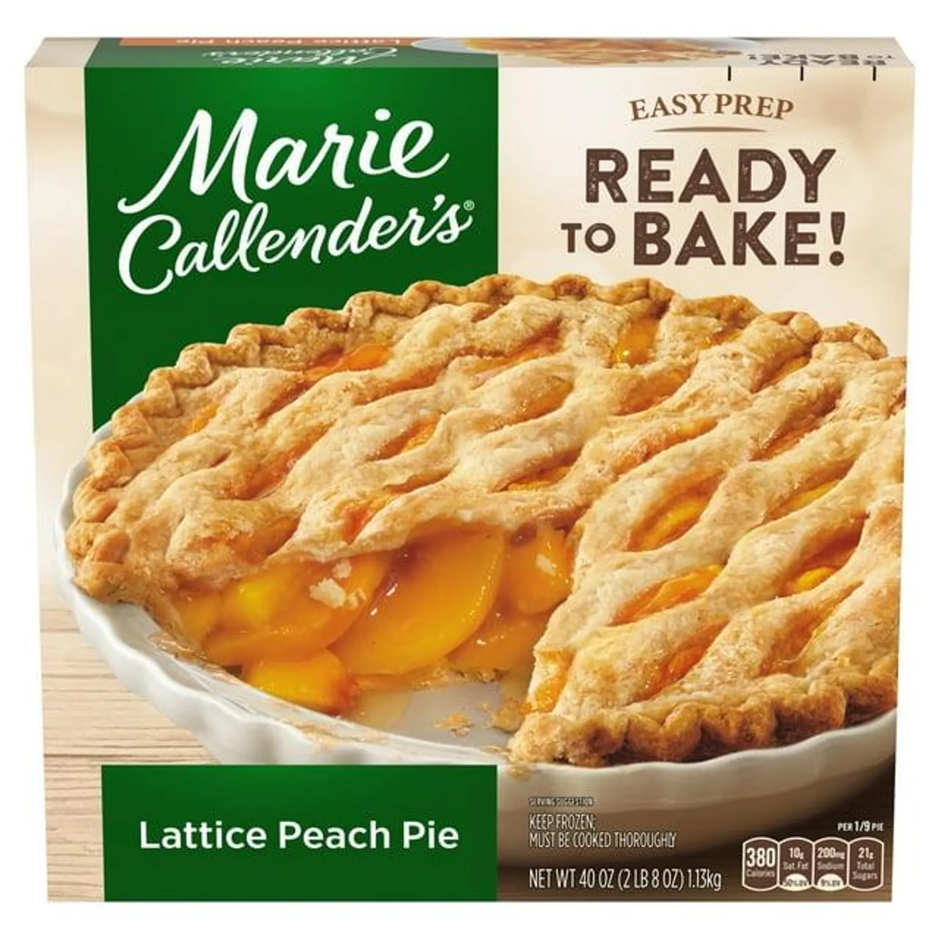 Marie Callender's Lattice Peach Pie, Frozen Dessert, 40 oz.