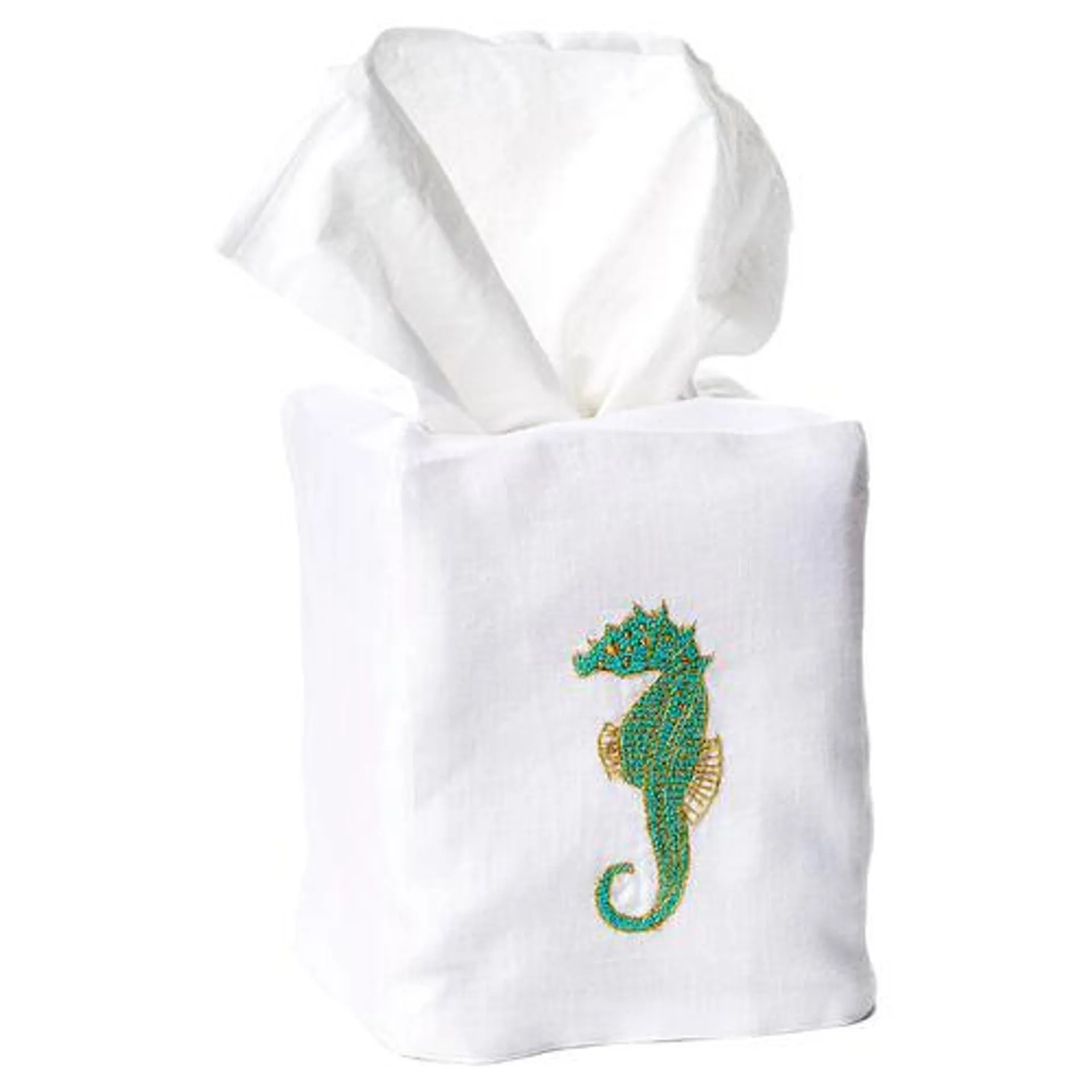 Seahorse Linen Tissue Box Cover