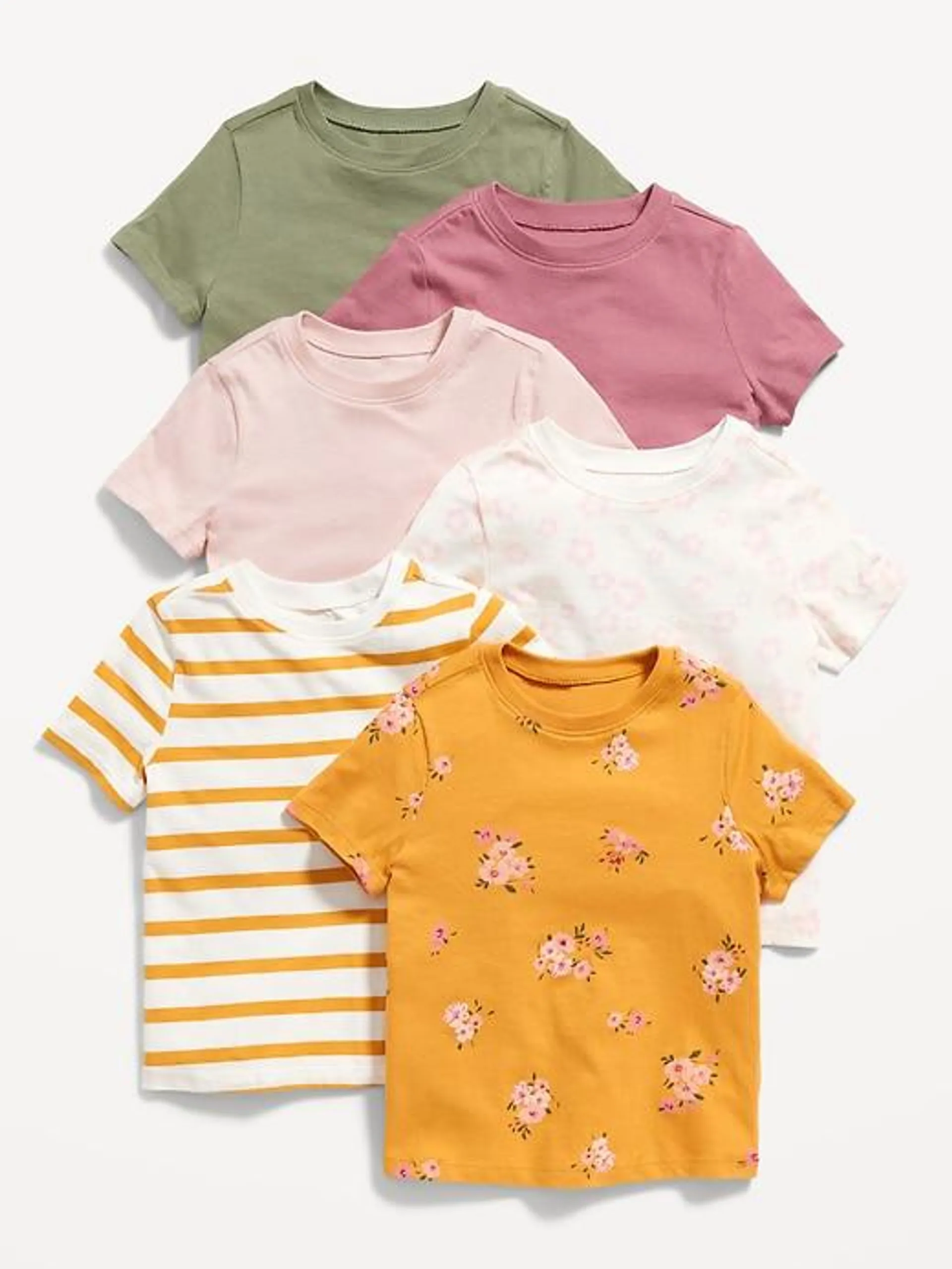 Unisex 6-Pack Short-Sleeve T-Shirt for Toddler