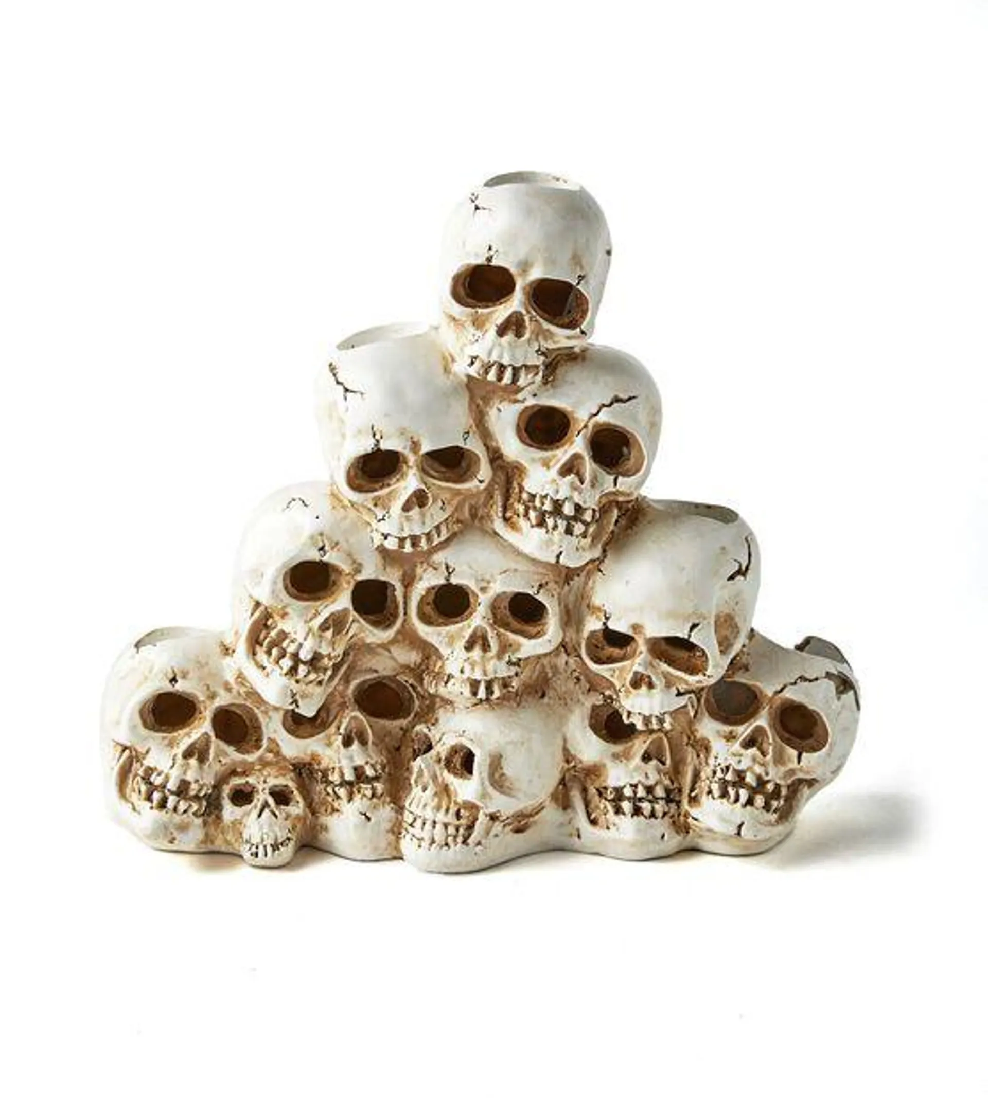 13" Halloween LED White Skull Pile Candle Holder by Place & Time