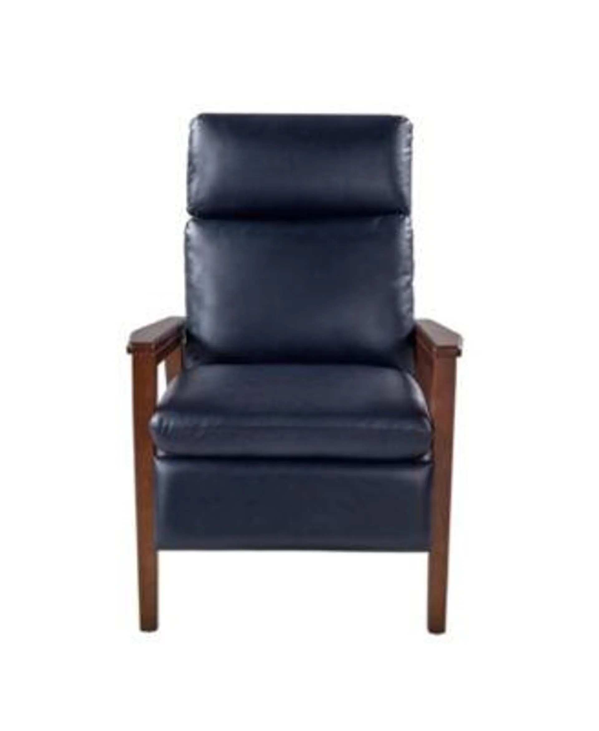 Peter Mid-Century Modern Leather Solid Wood Recliner with Rubber Wood