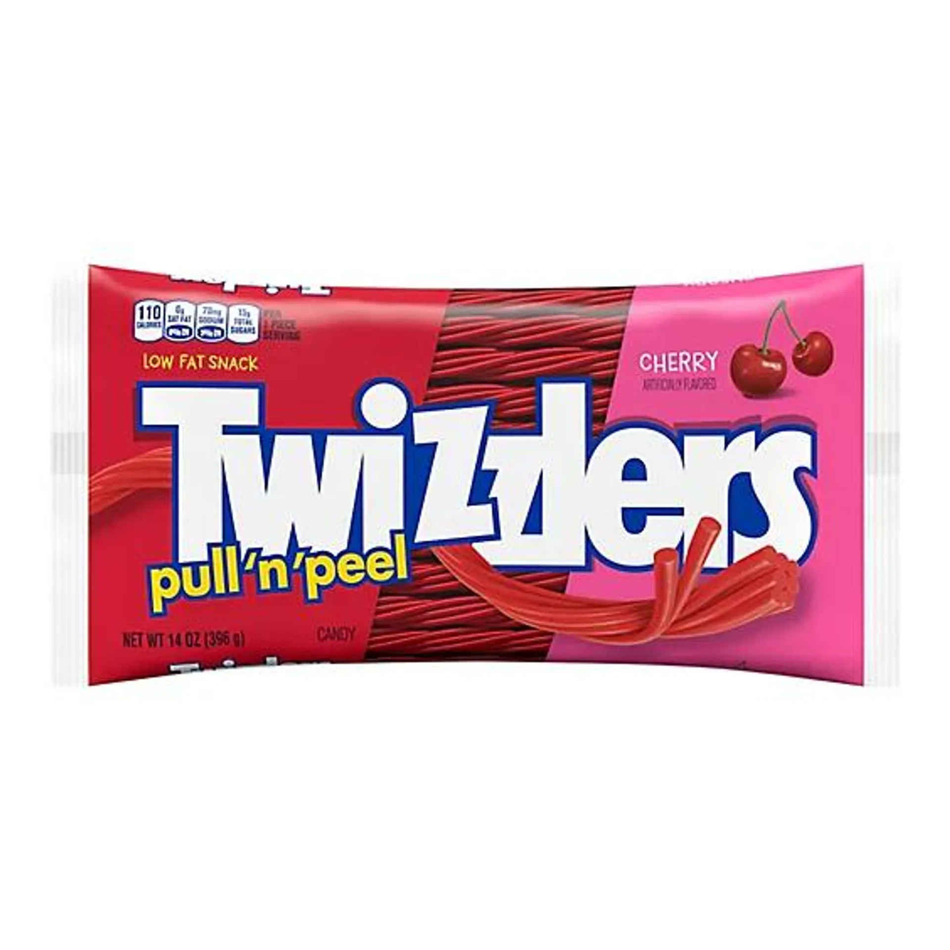 TWIZZLERS PULL 'N' PEEL Cherry Flavored Chewy, Low Fat Candy Bag, 14 oz