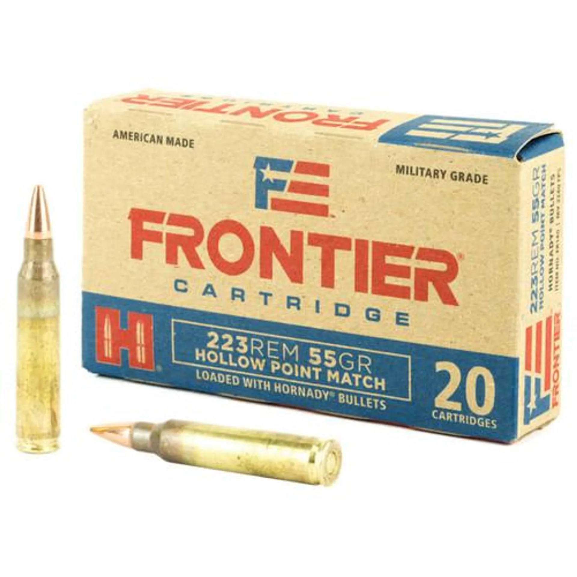 Hornady Frontier.223 Remington, 55 Grain, HP Match, 20 Rounds.