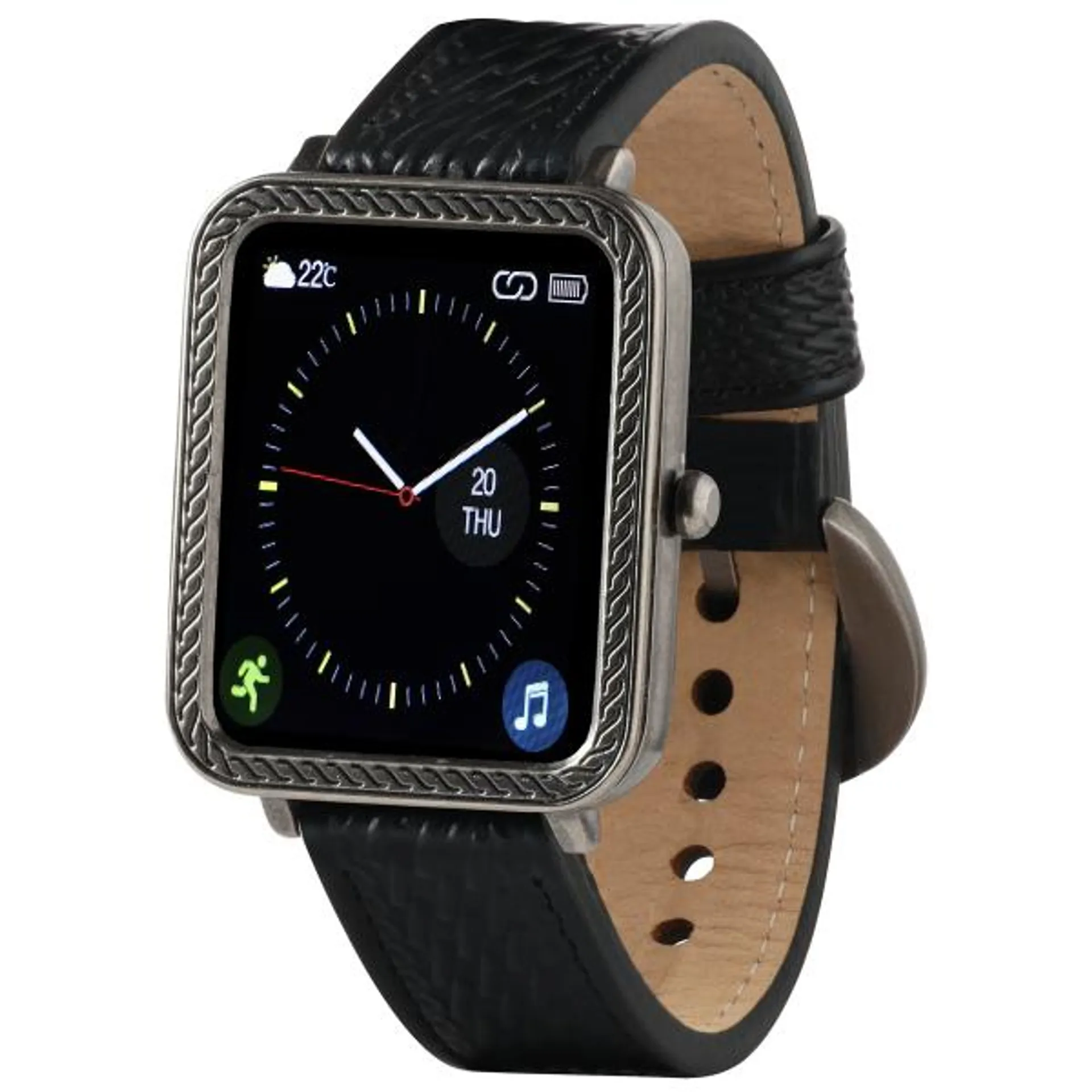 Western Lifestyle Z12 Collection Black Basket Weave and Rope Design Smart Watch