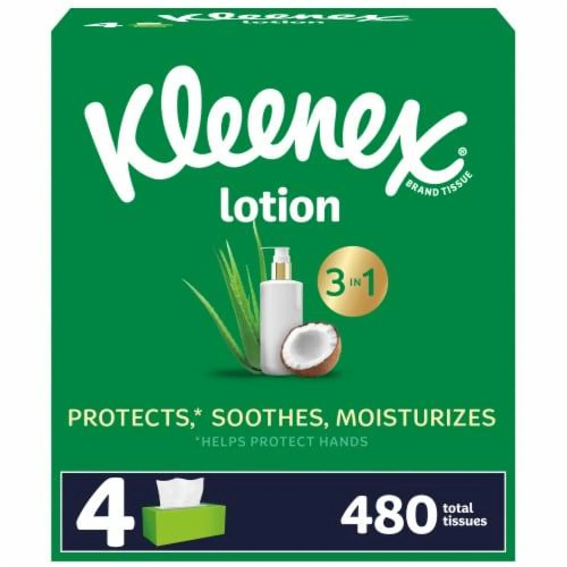 Kleenex Soothing Lotion Facial Tissues with Coconut Oil Aloe & Vitamin E Flat Box