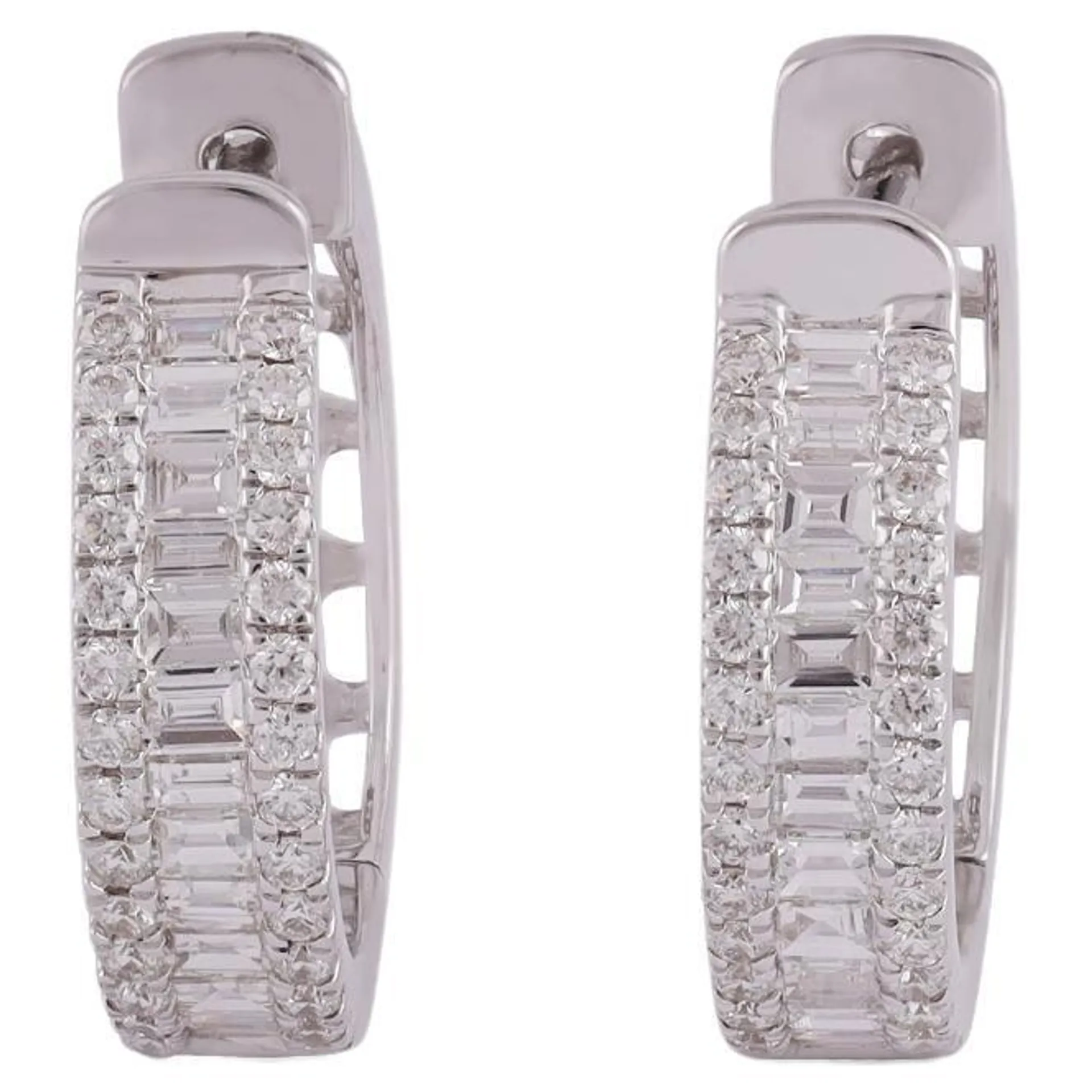 Diamond loop Earring Studded in 18 Karat White Gold