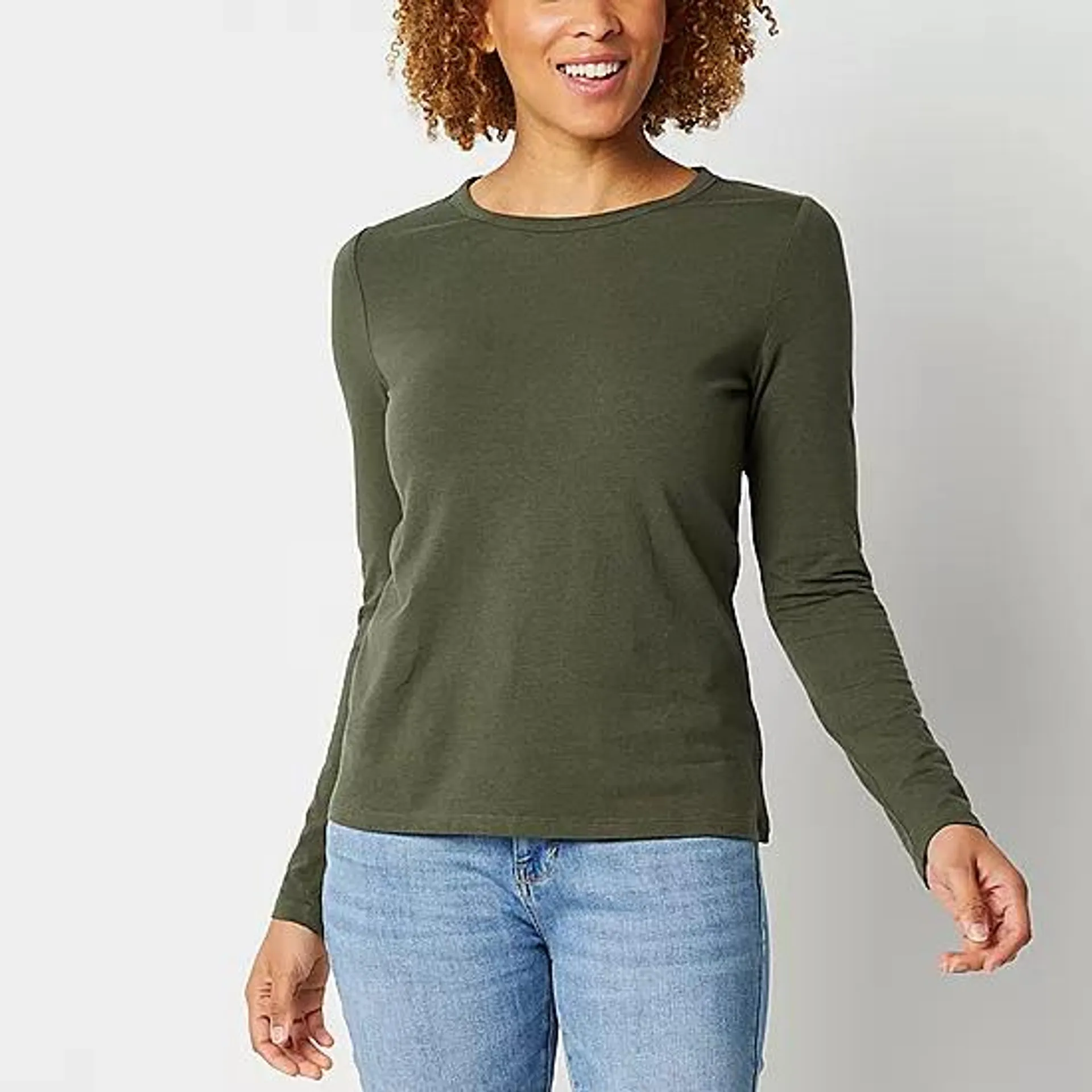 a.n.a Womens Crew Neck Long Sleeve T-Shirt