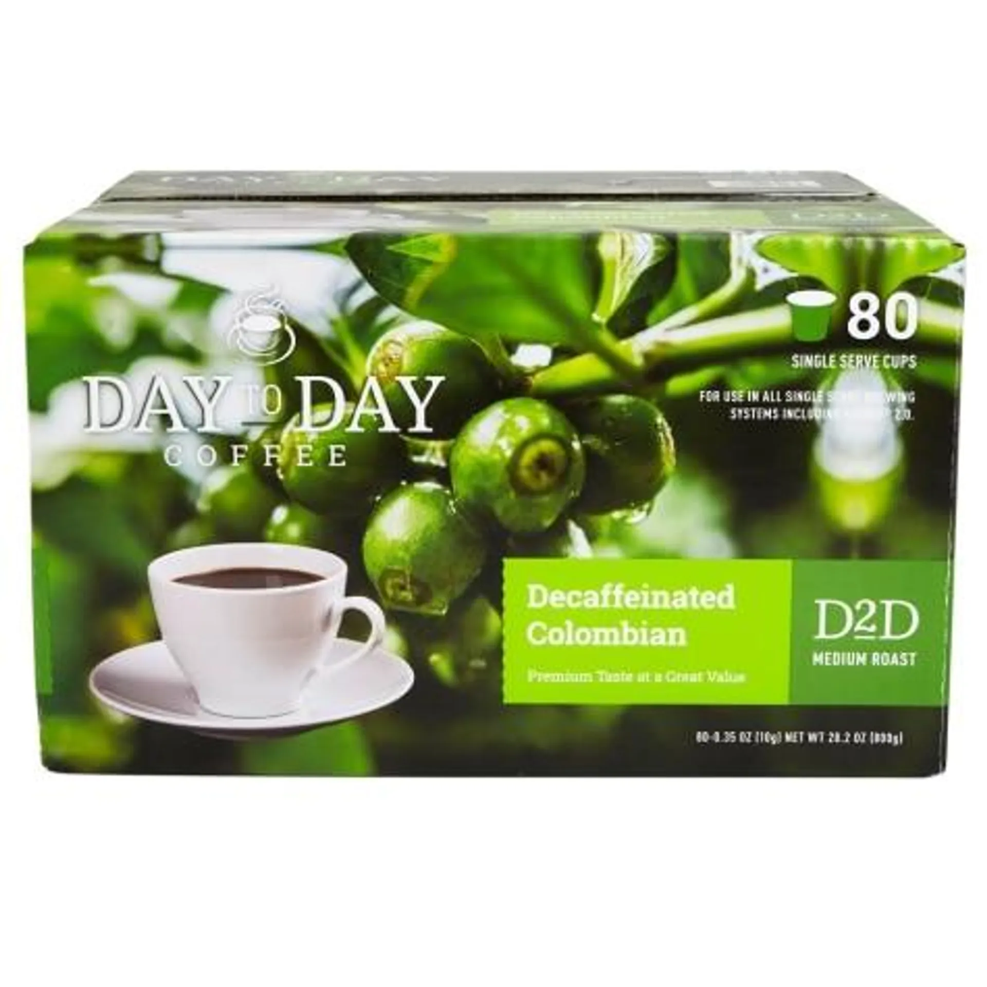 Day to Day Decaffeinated Colombian Coffee, 80 Count