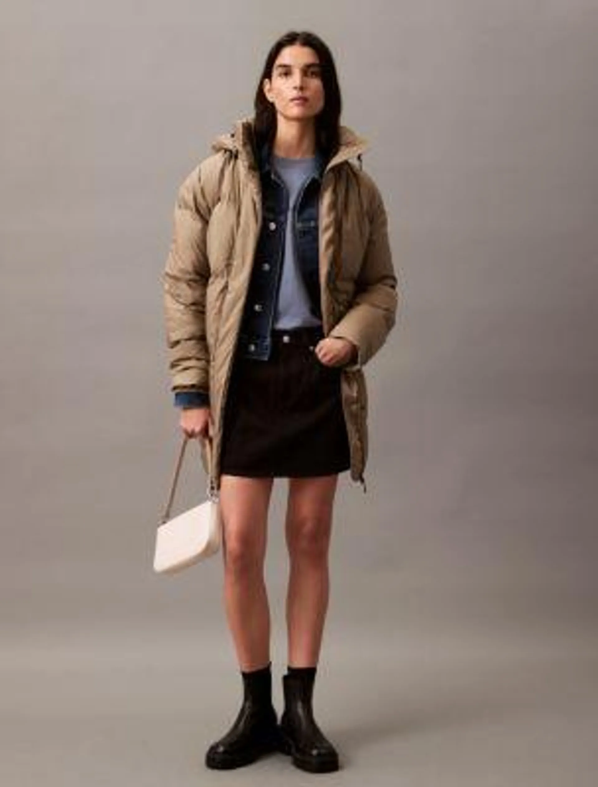 Long Down Hooded Puffer Jacket