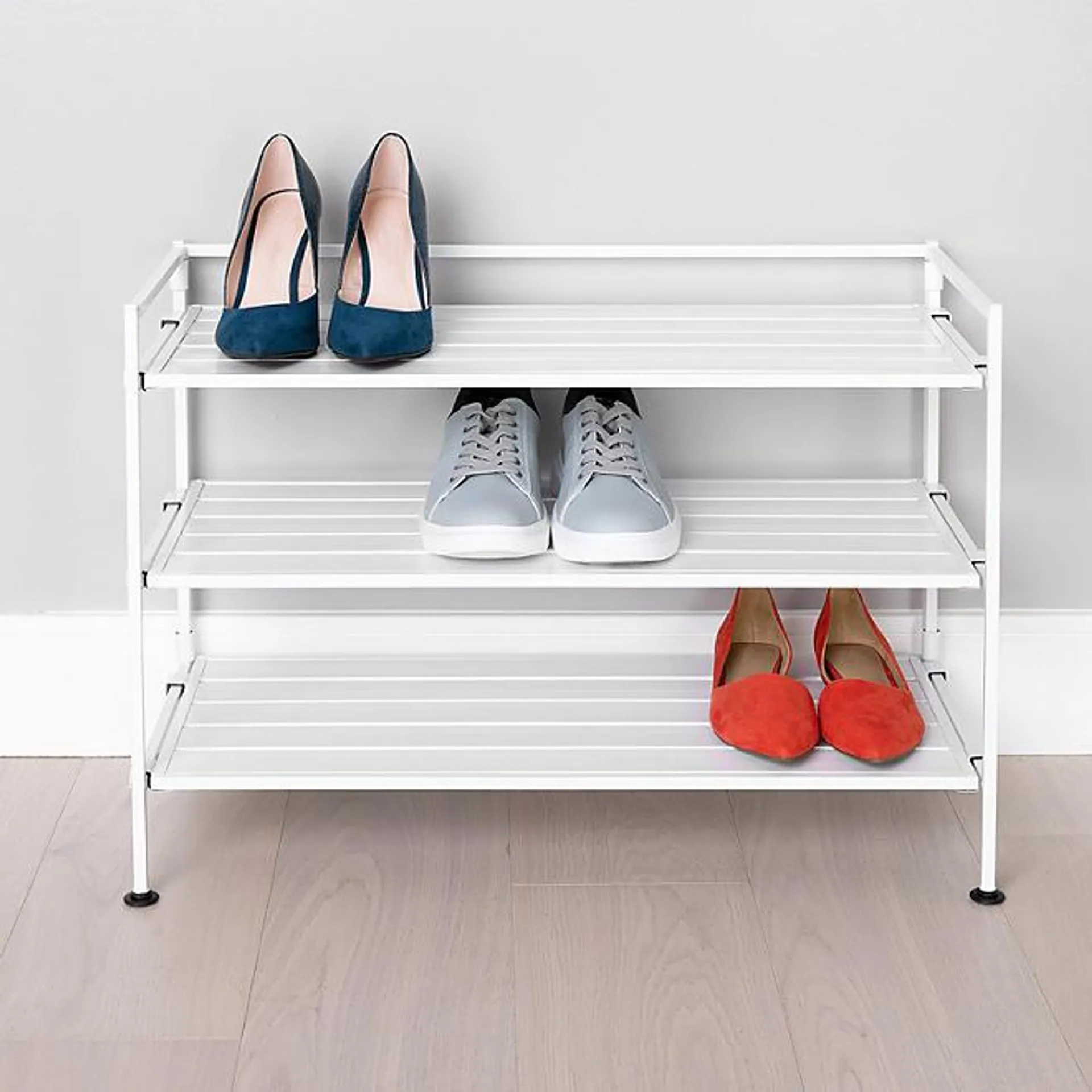 Seville Classics 3-Tier Resin Slat Shoe Rack, 26.5" W x 12.2" D x 19" H