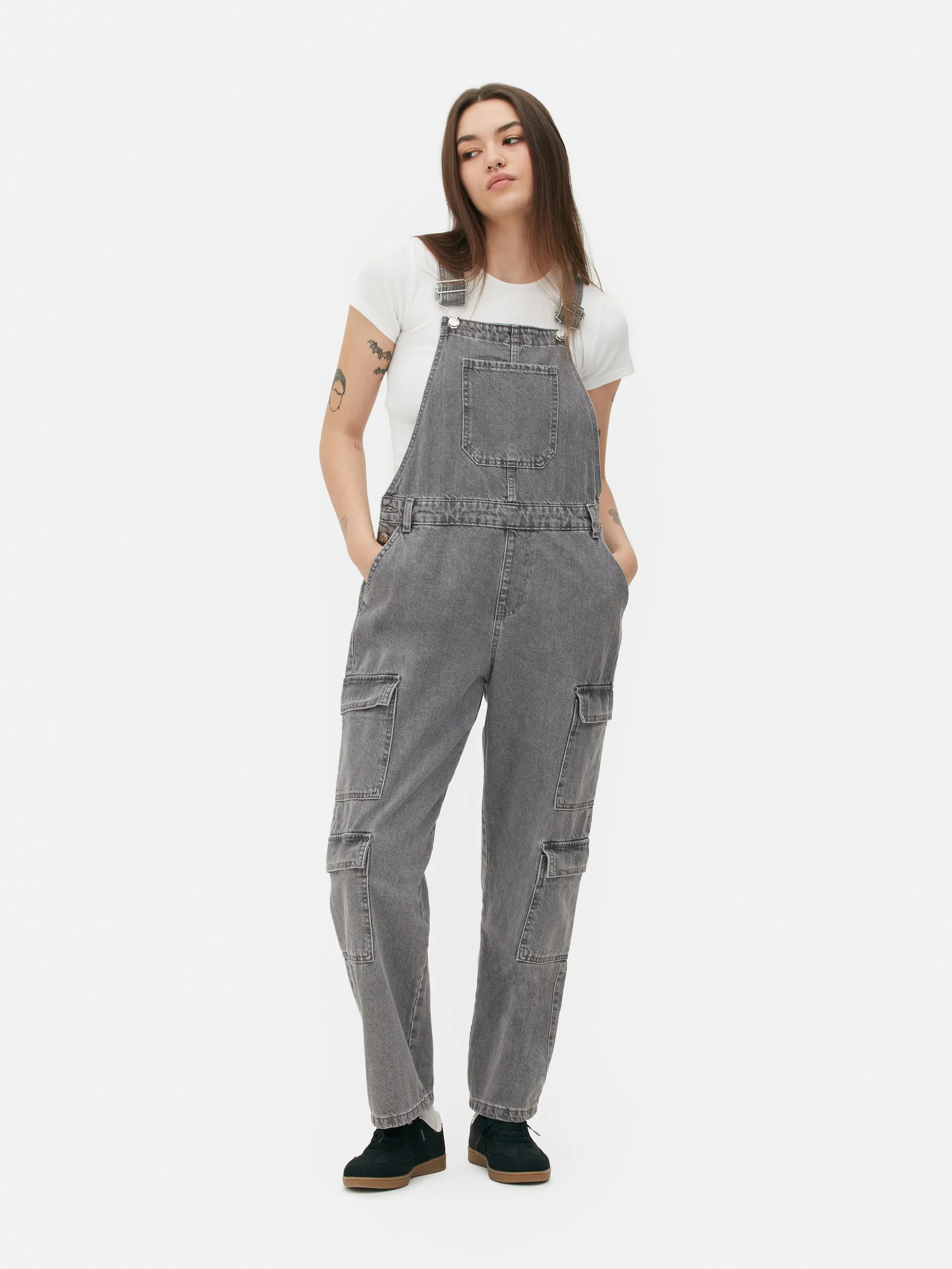 Denim Cargo Overalls