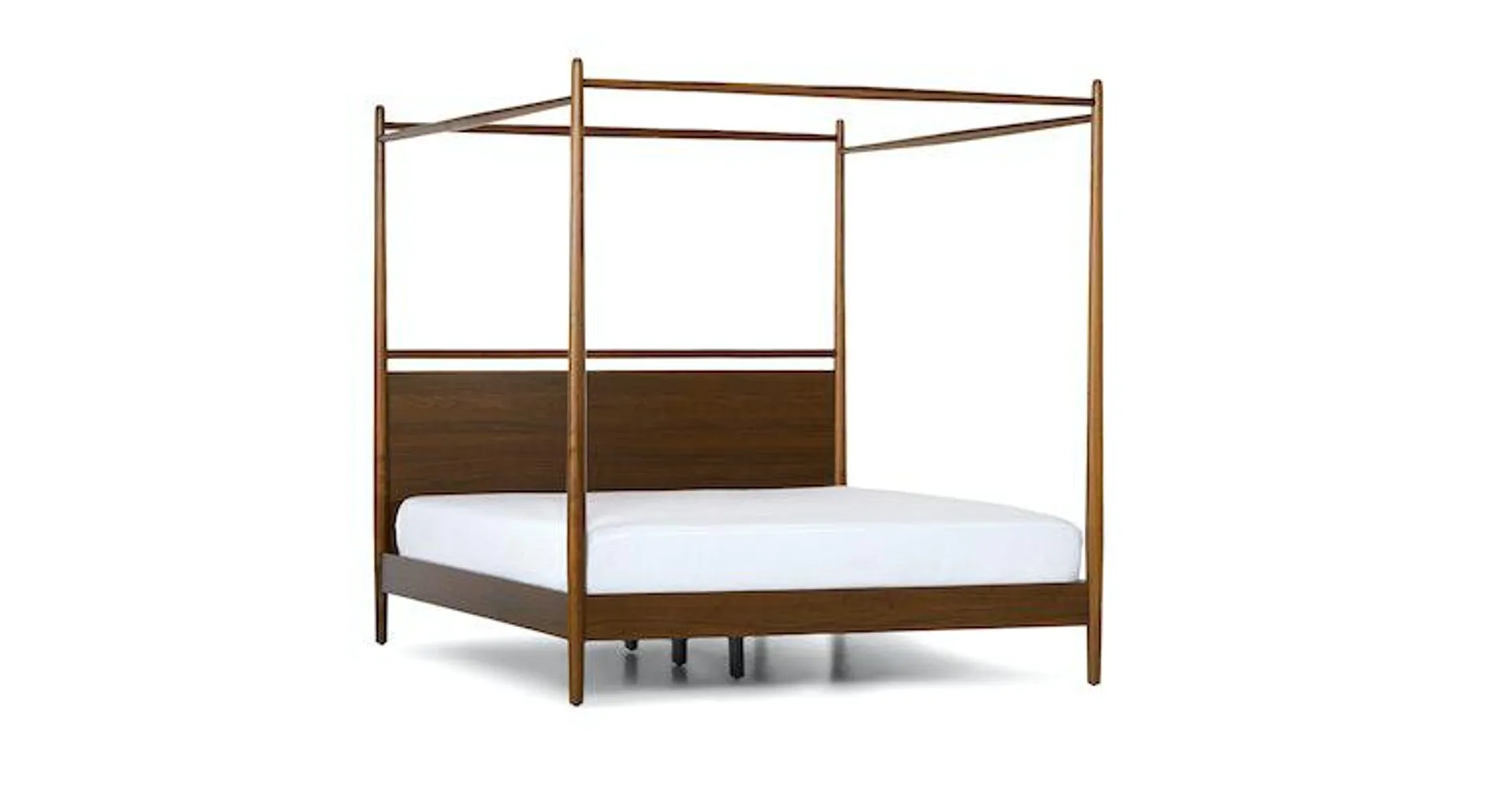 Lenia Walnut King Canopy Bed