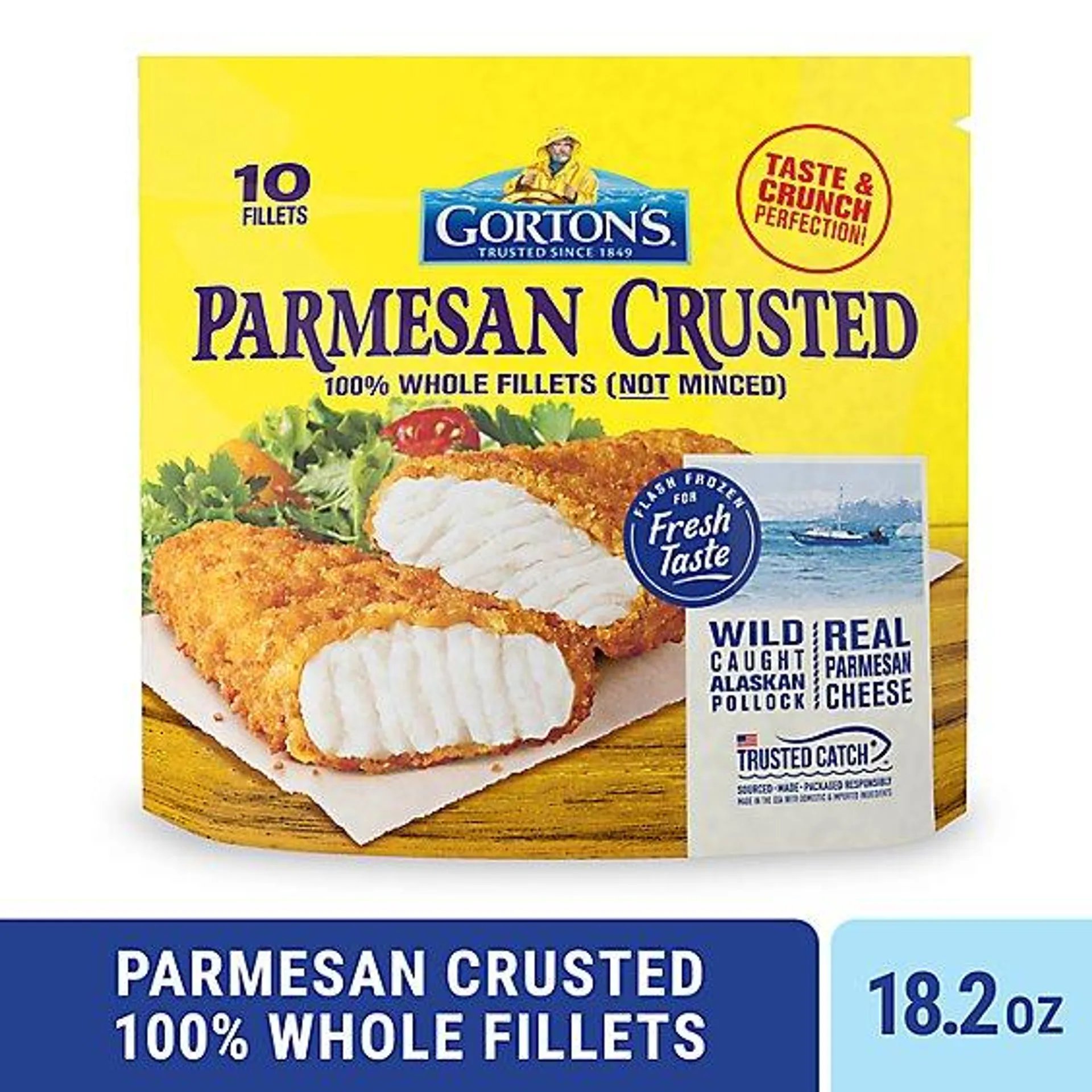 Gorton's Parmesan Crusted 100% Whole Breaded Fish Fillets Pouch - 10 Count