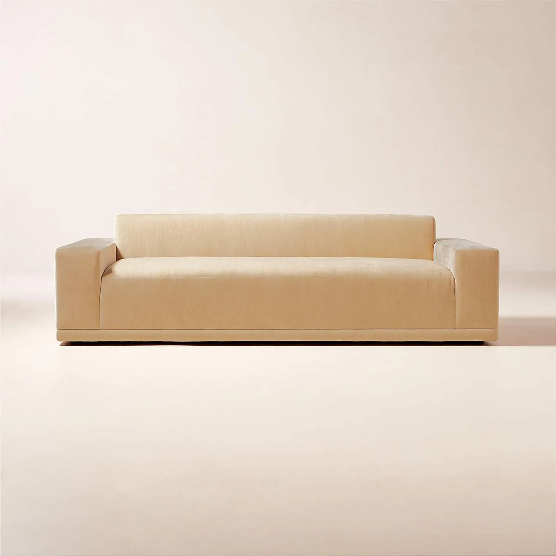 Faible 100" Wheat Performance Velvet Sofa