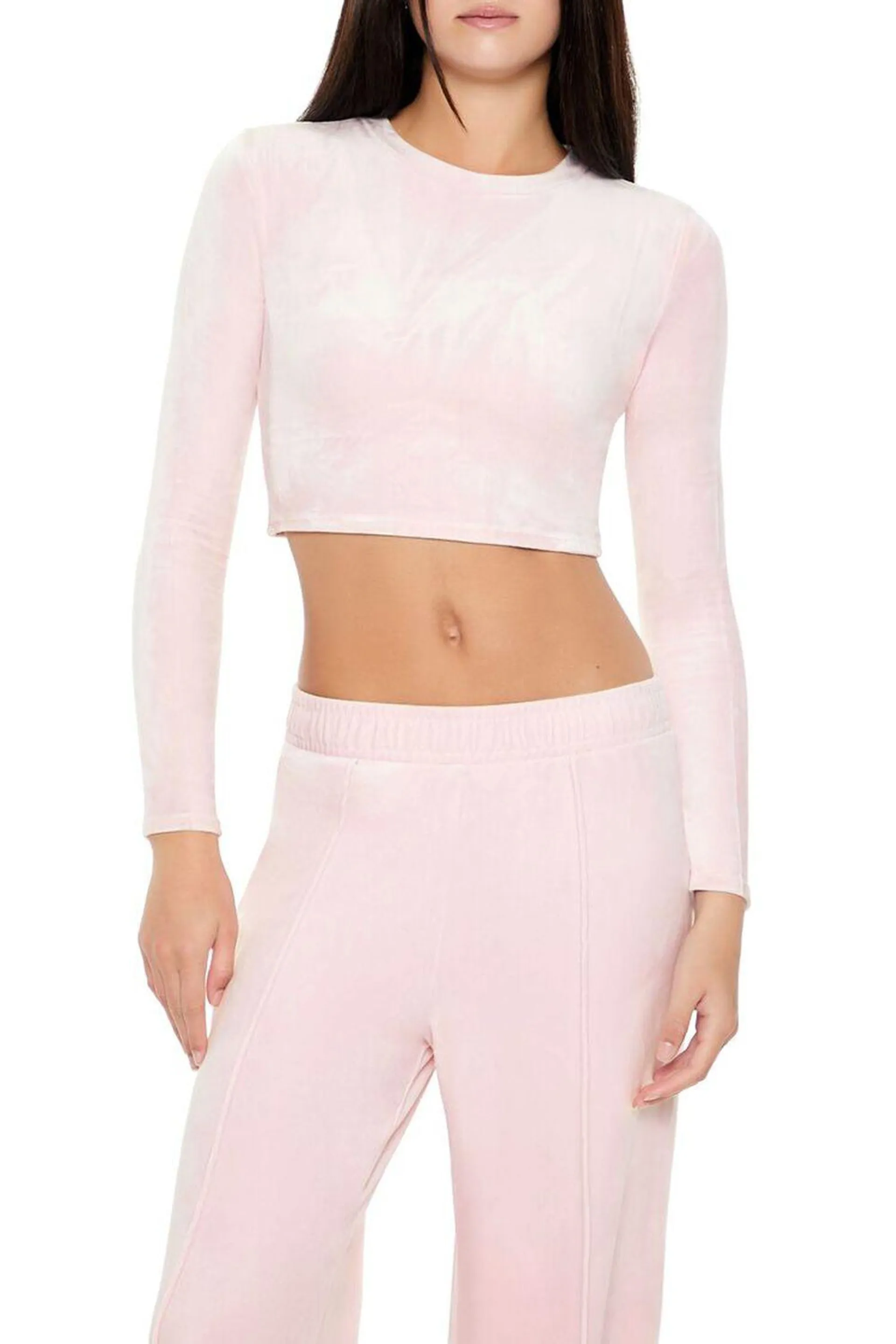 Velour Long-Sleeve Crop Top