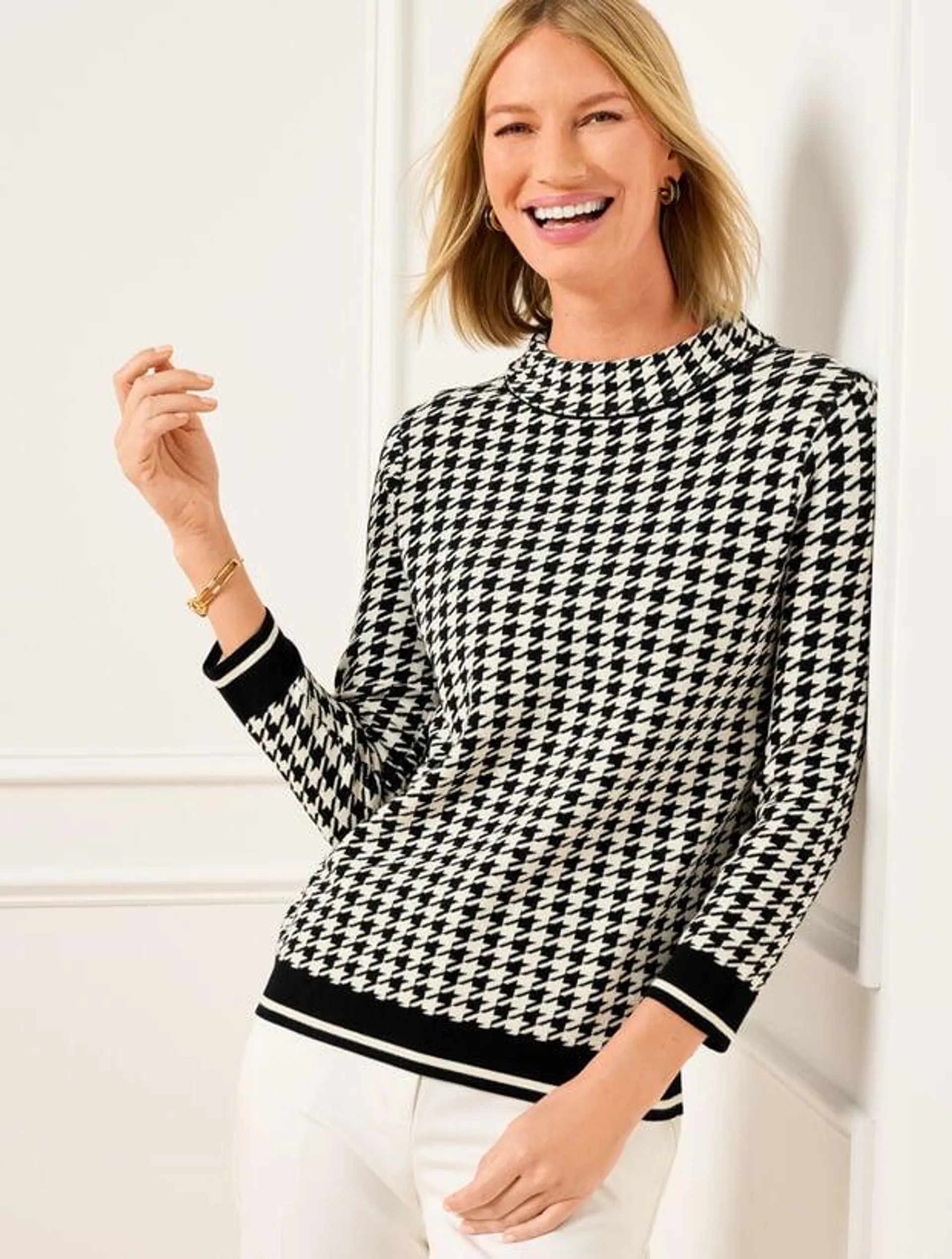 Mockneck Sweater - Houndstooth