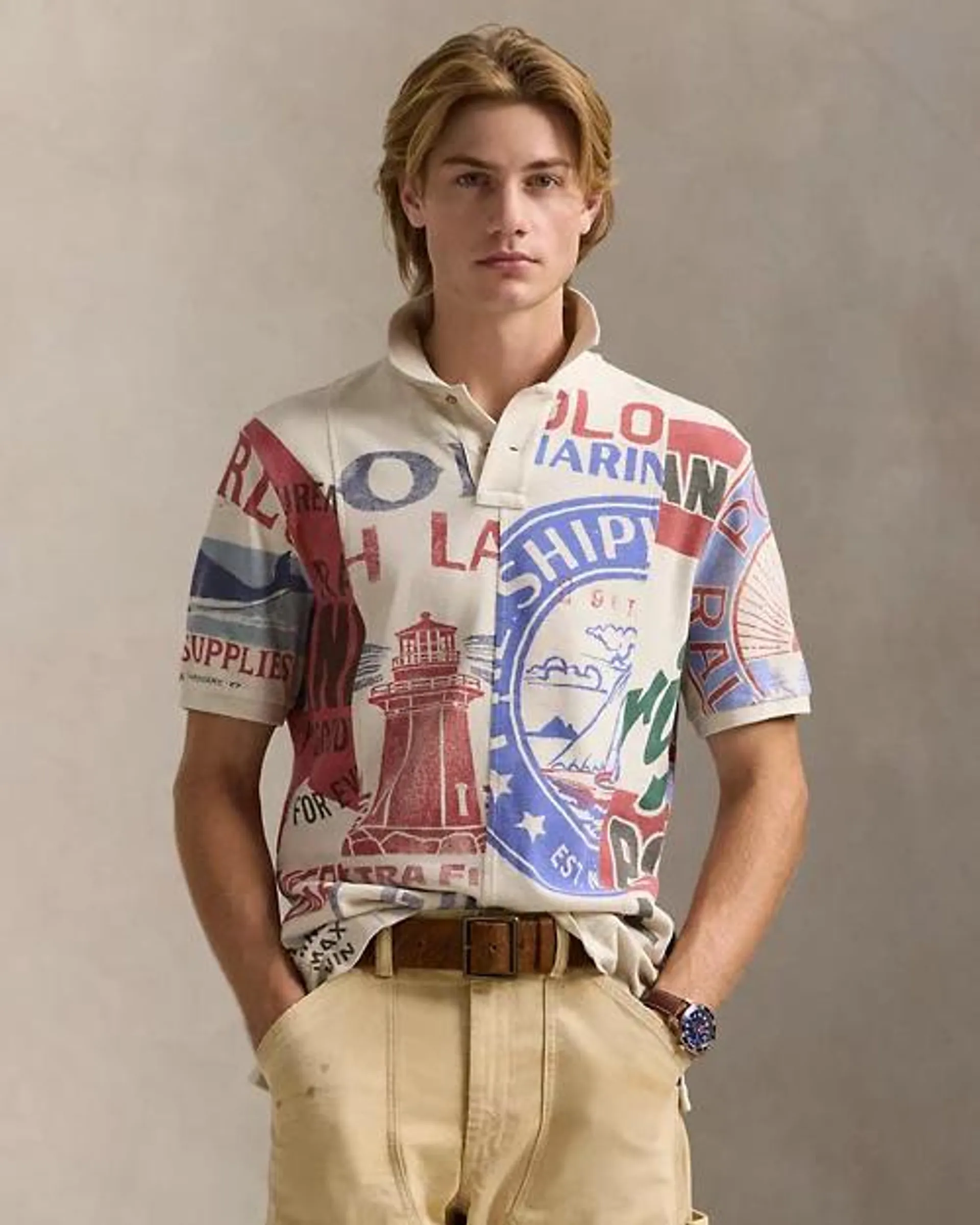 Classic Dry Goods–Print Mesh Polo Shirt
