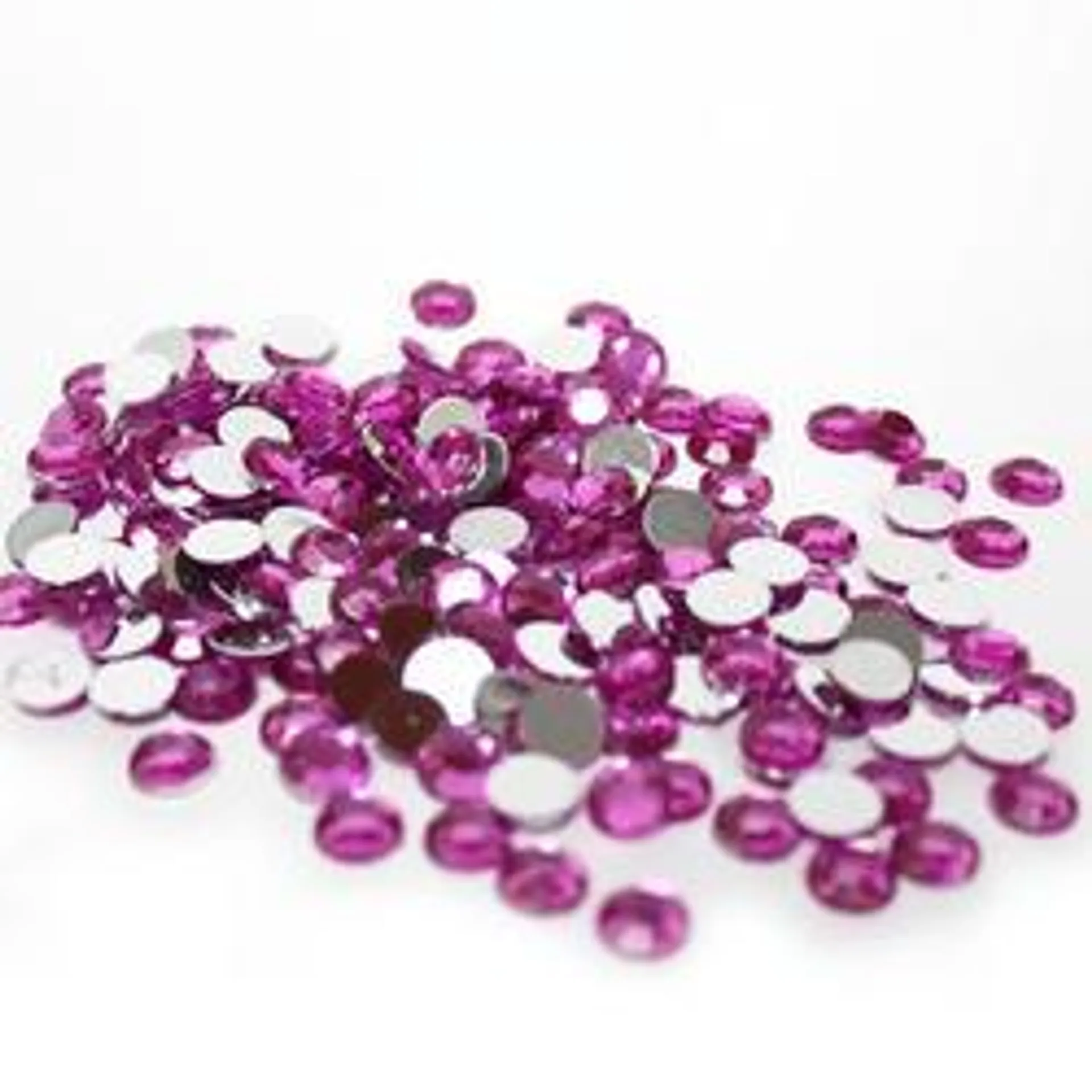 Fuchsia Flat Back Faceted Round Rhinestones (Approx. 175 pieces)