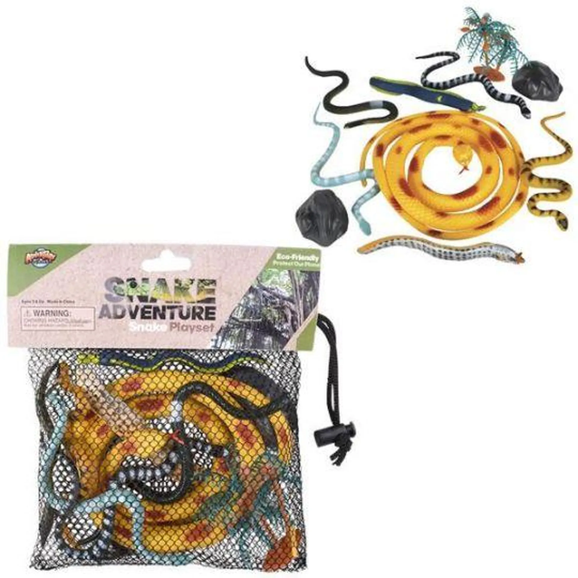 Rhode Island Novelty Toys - SNAKE ADVENTURE MESH BAG PLAYSET (12 Pieces)