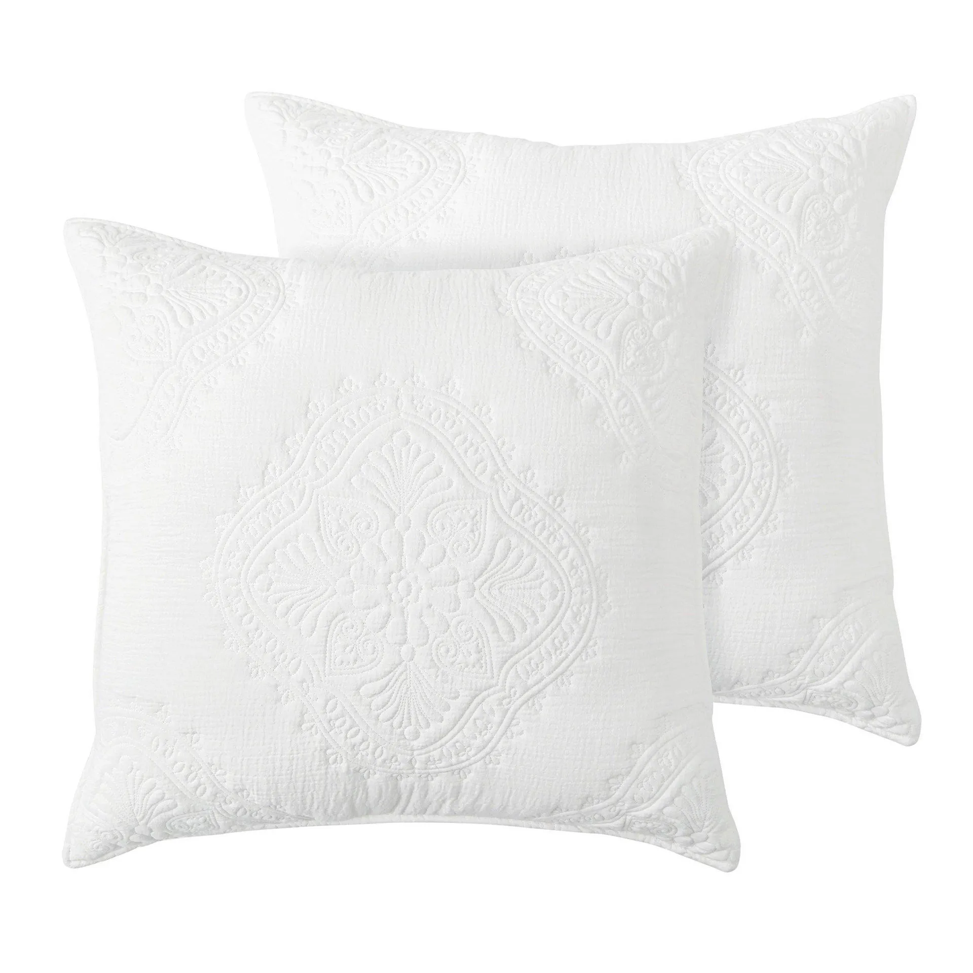 Levtex Home Muslin Stitch White Euro Sham Set of 2