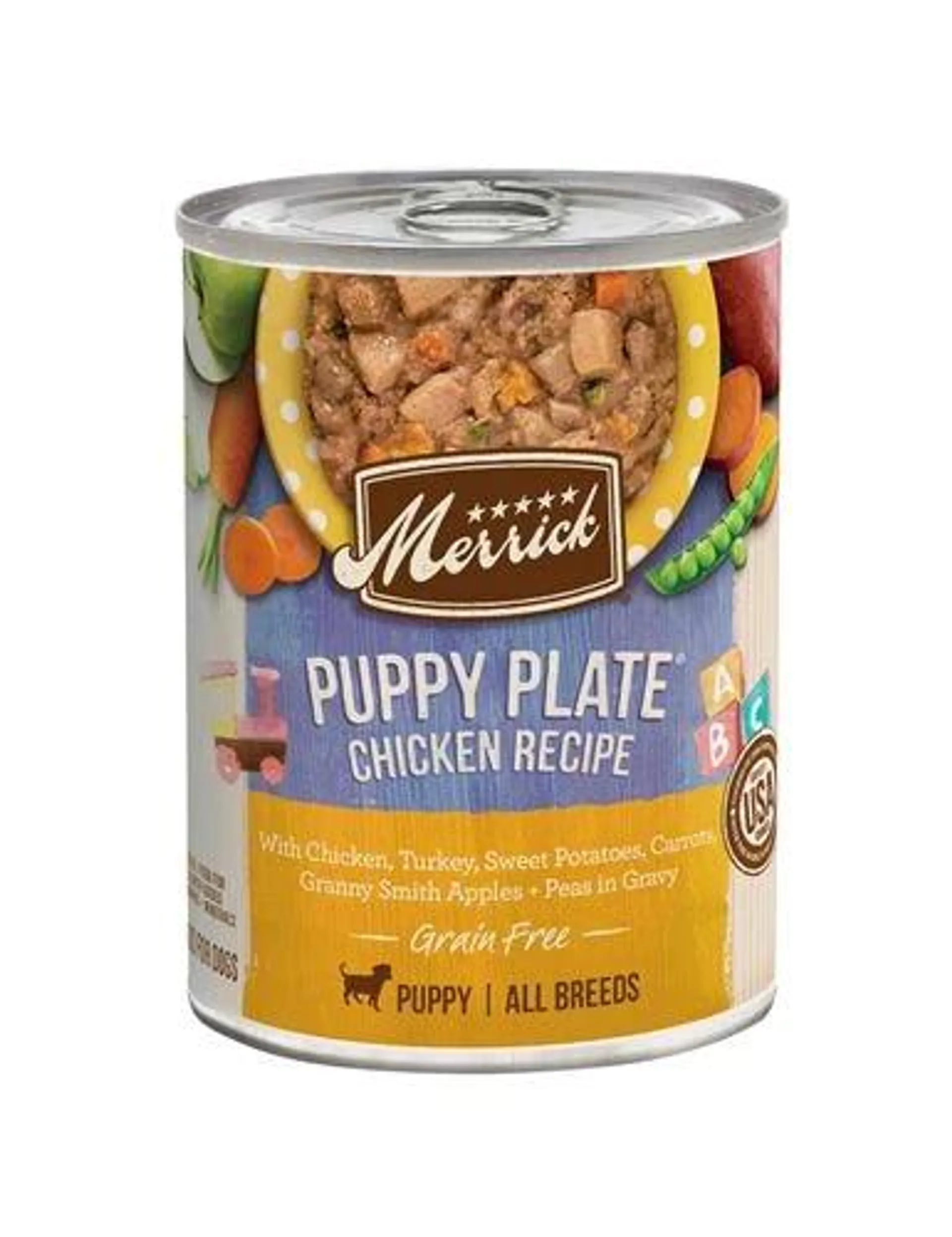 Merrick Grain Free Wet Puppy Food, Puppy Plate Chicken Recipe - 12.7 Ounce Can