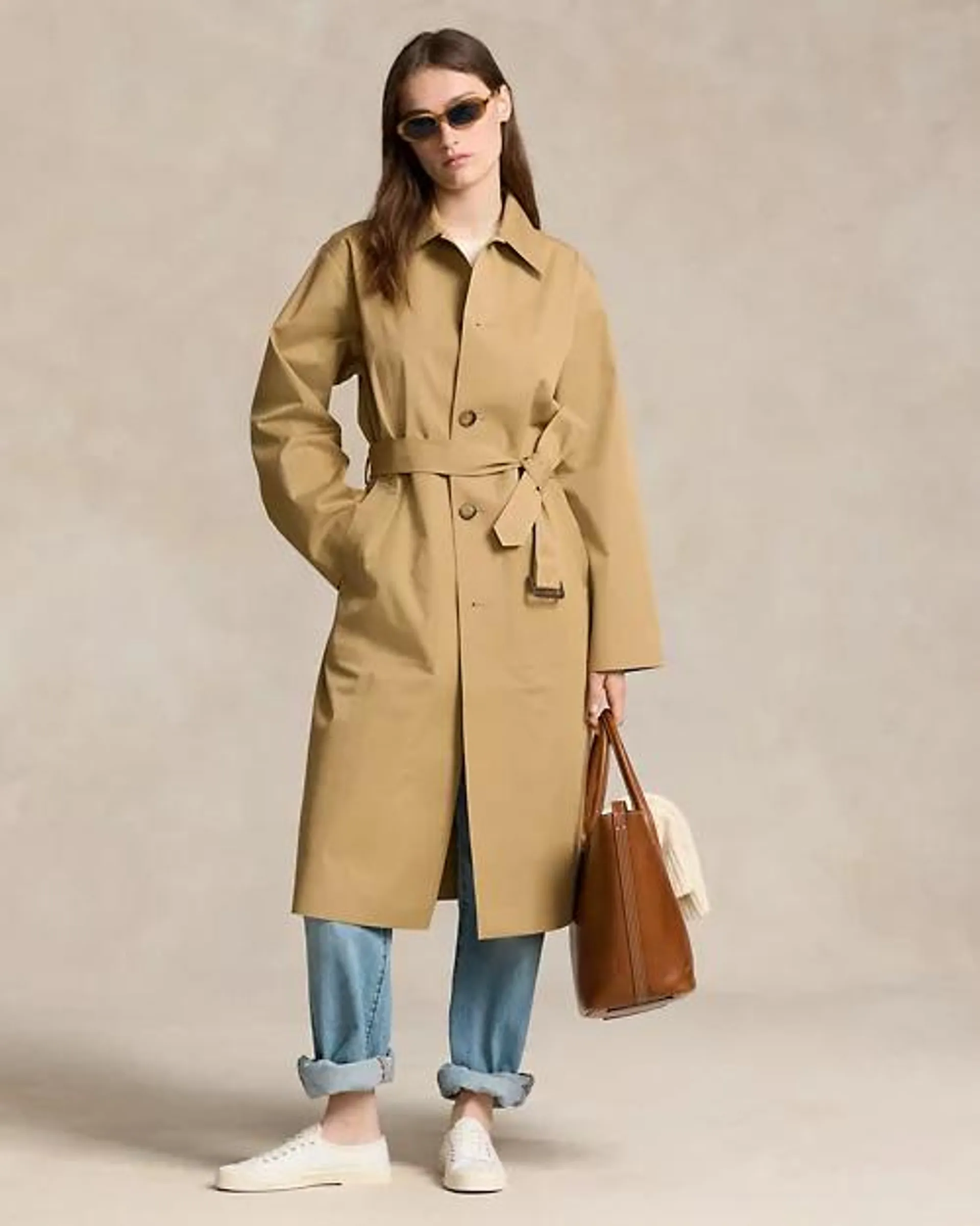 Water-Resistant Twill Long Car Coat