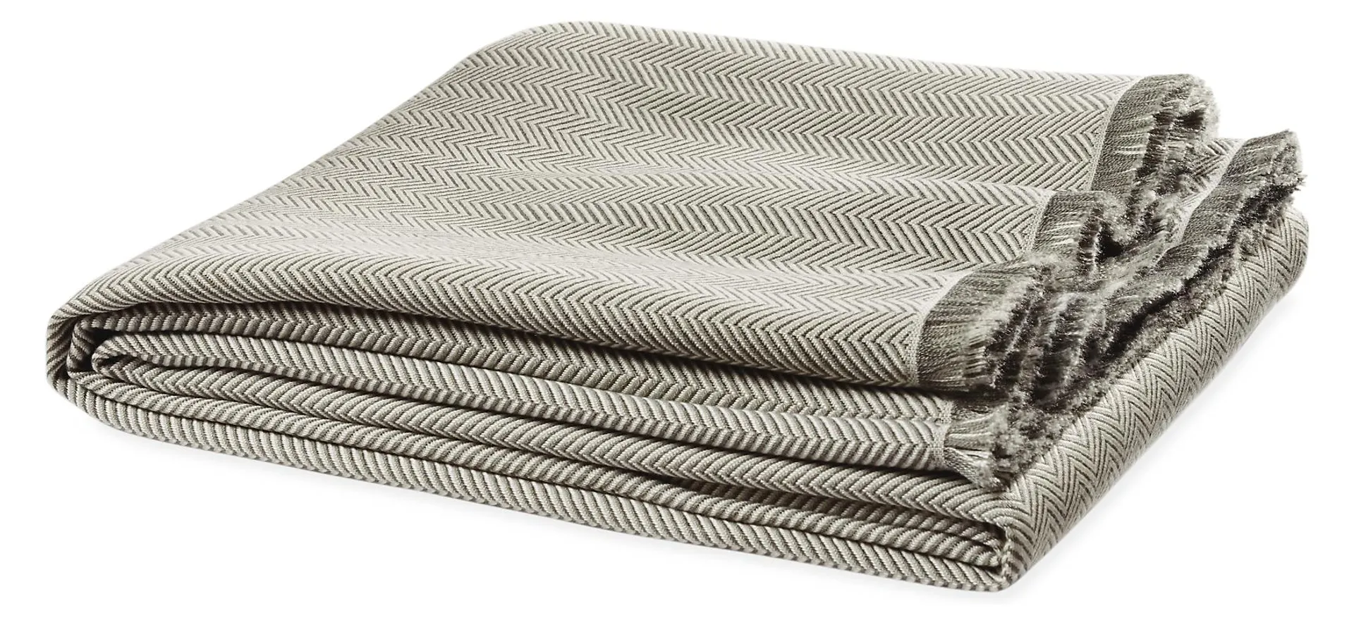 Zander Herringbone Throw Blanket in Grey