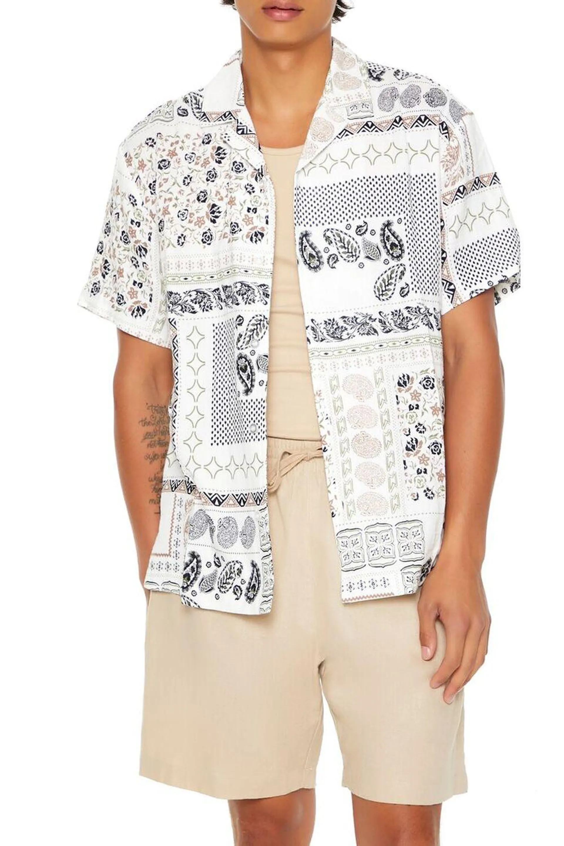 Textured Bandana Print Shirt