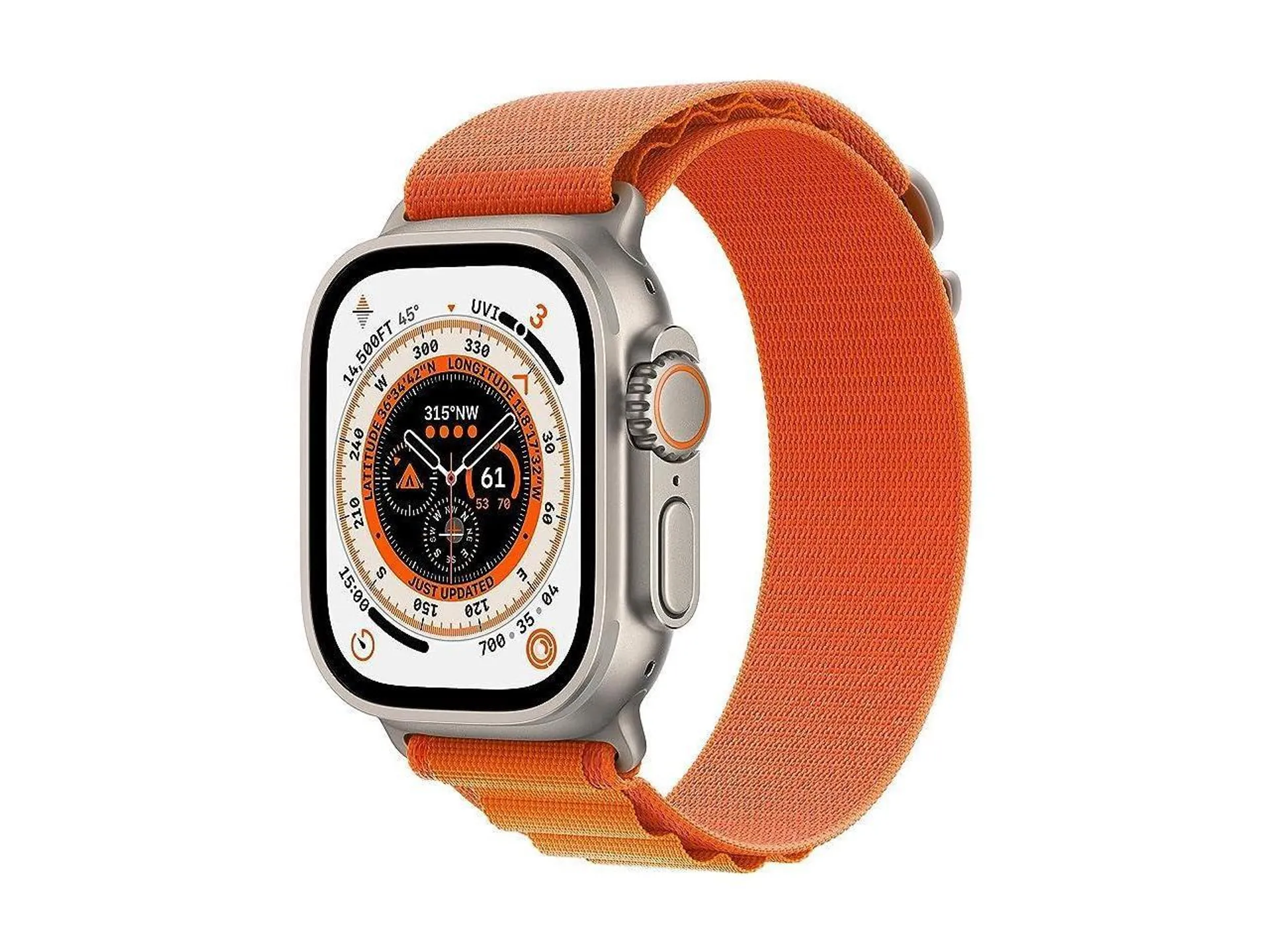 Apple Watch Ultra GPS Cellular 49mm Titanium Case with Alpine Loop Orange Band Premium Excellent